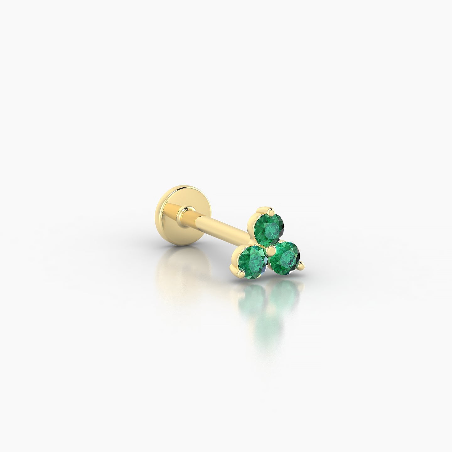 Venus | 18k Yellow Gold 8 mm 4.5 mm Trilogy Emerald Piercing