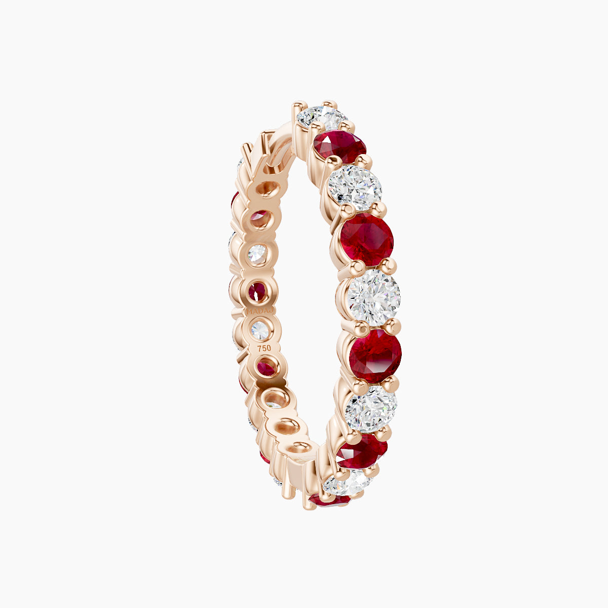 Vesta | 18k Rose Gold 11 mm Ruby & Diamond Hoop Piercing
