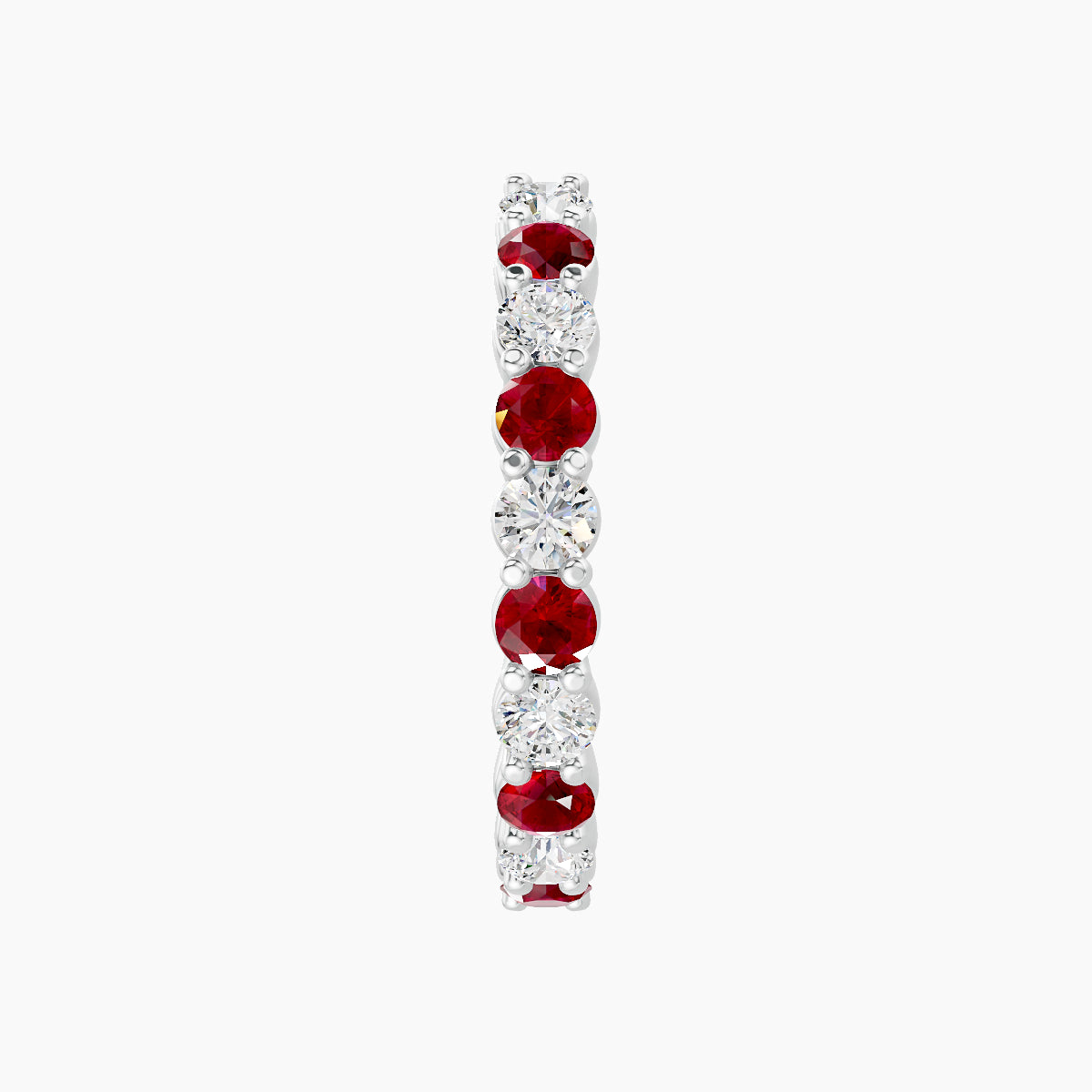 Vesta | 18k White Gold 11 mm Ruby & Diamond Hoop Piercing