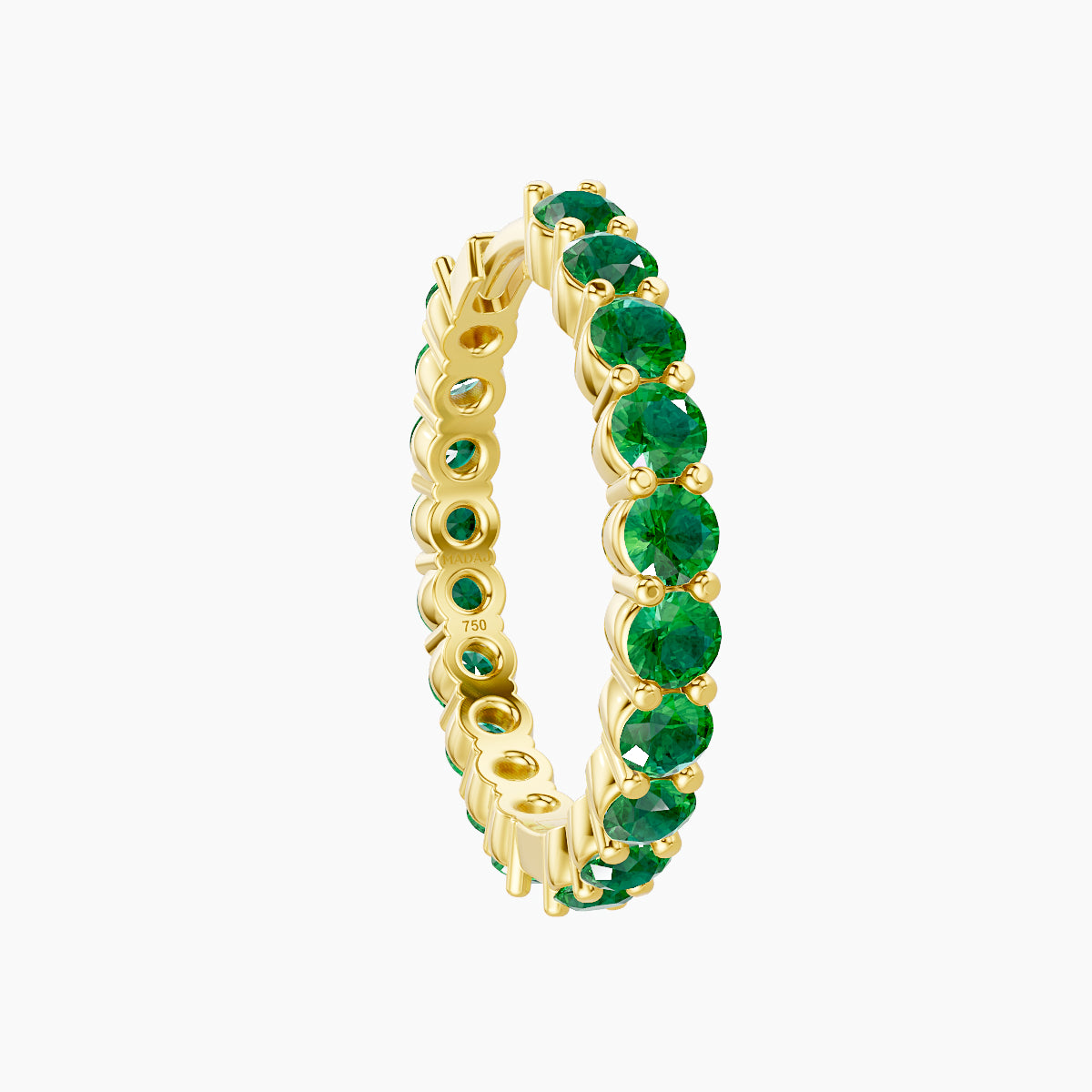 Vesta | 18k Yellow Gold 11 mm Emerald Hoop Piercing