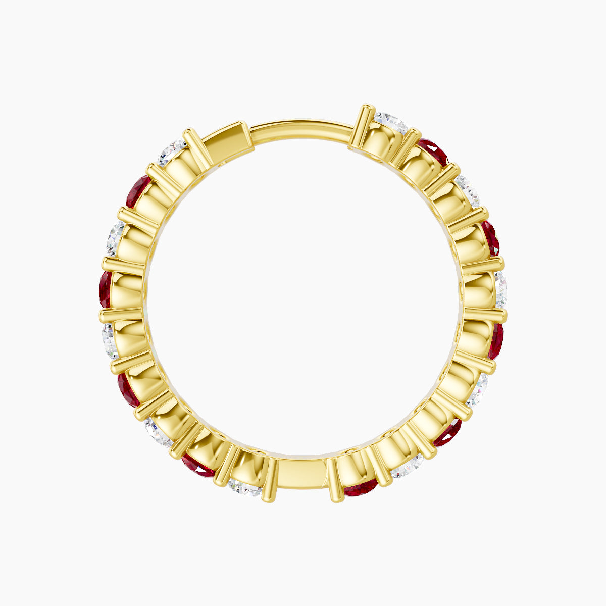 Vesta | 18k Yellow Gold 11 mm Ruby & Diamond Hoop Piercing