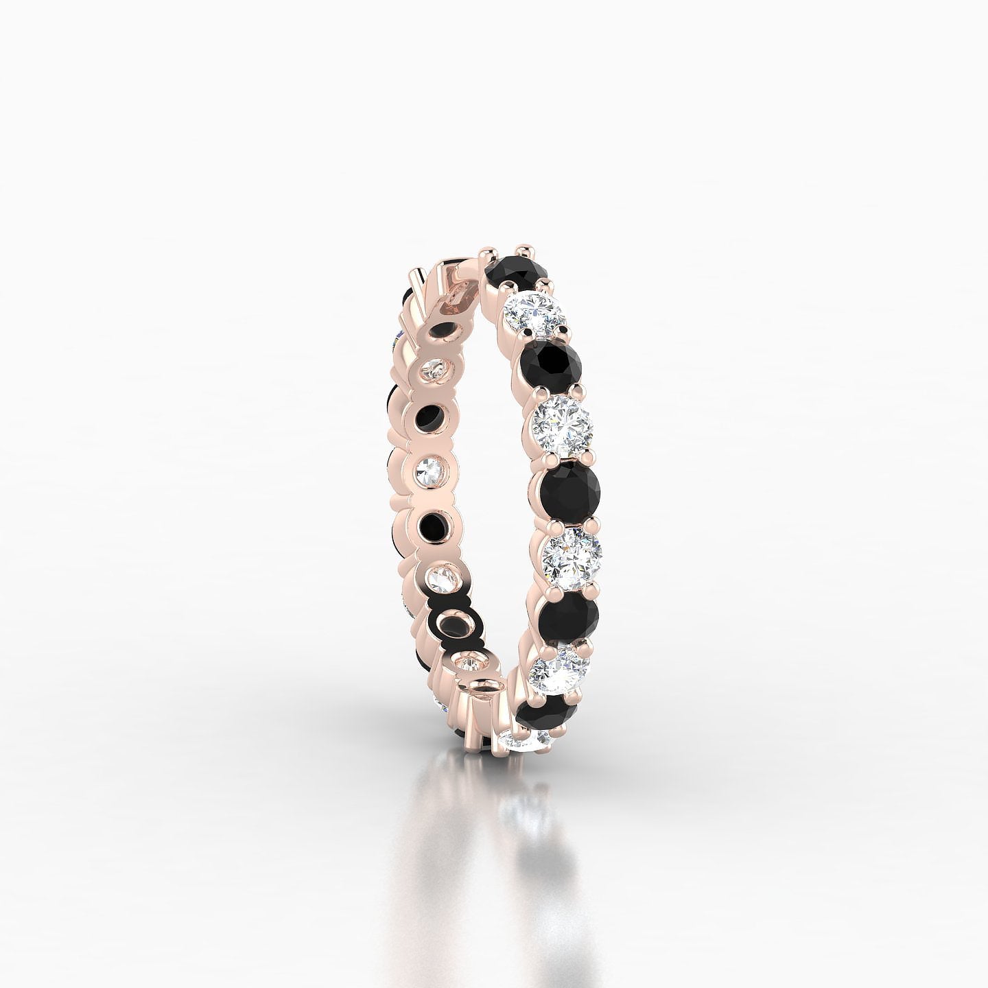 Vesta | 18k Rose Gold 11 mm Black Diamond & Diamond Hoop Piercing