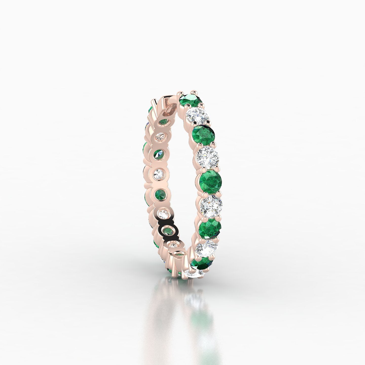 Vesta | 18k Rose Gold 11 mm Emerald & Diamond Hoop Piercing