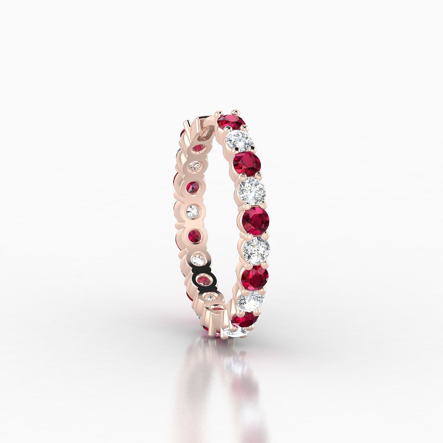 Vesta | 18k Rose Gold 11 mm Ruby & Diamond Hoop Piercing