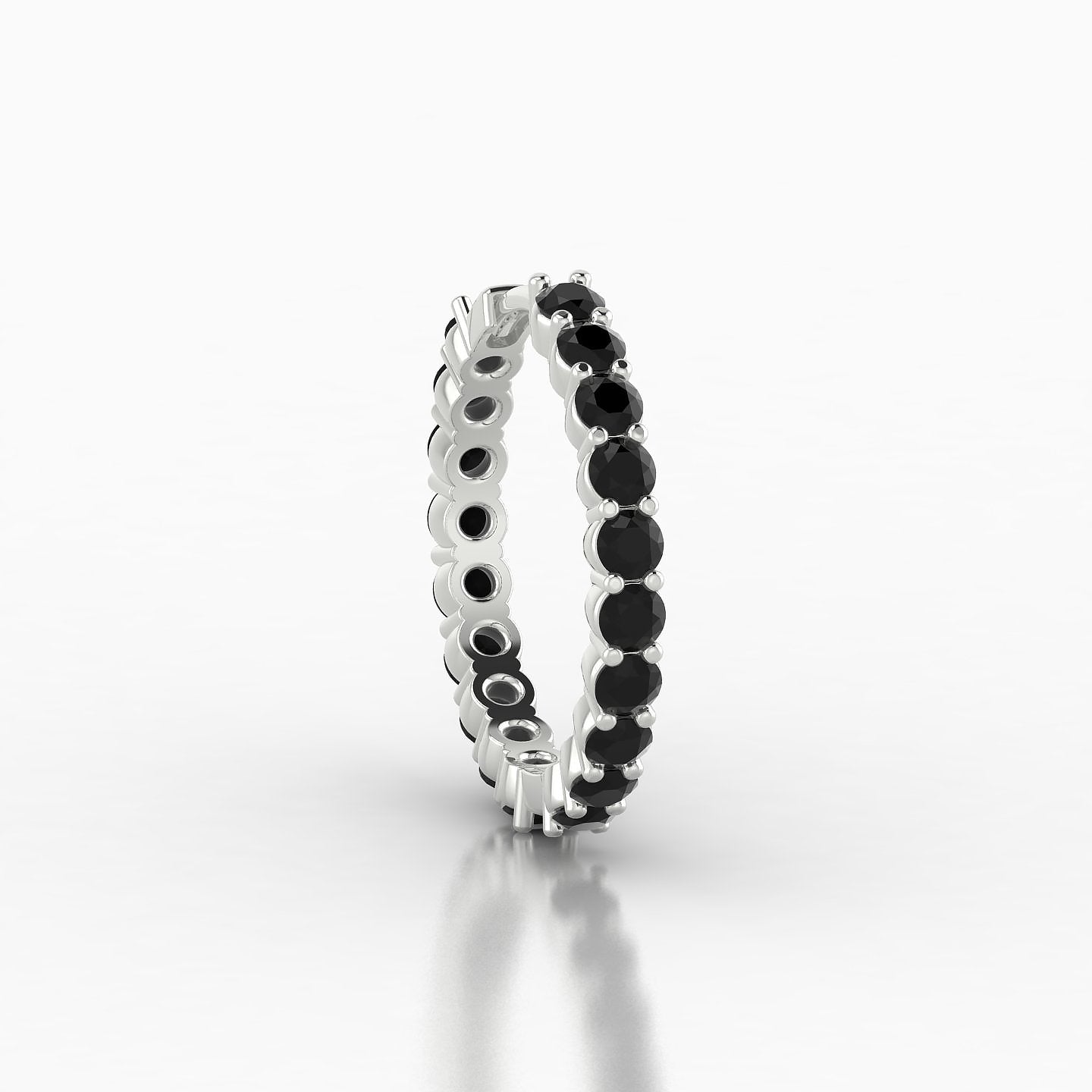 Vesta | 18k White Gold 11 mm Black Diamond Hoop Piercing