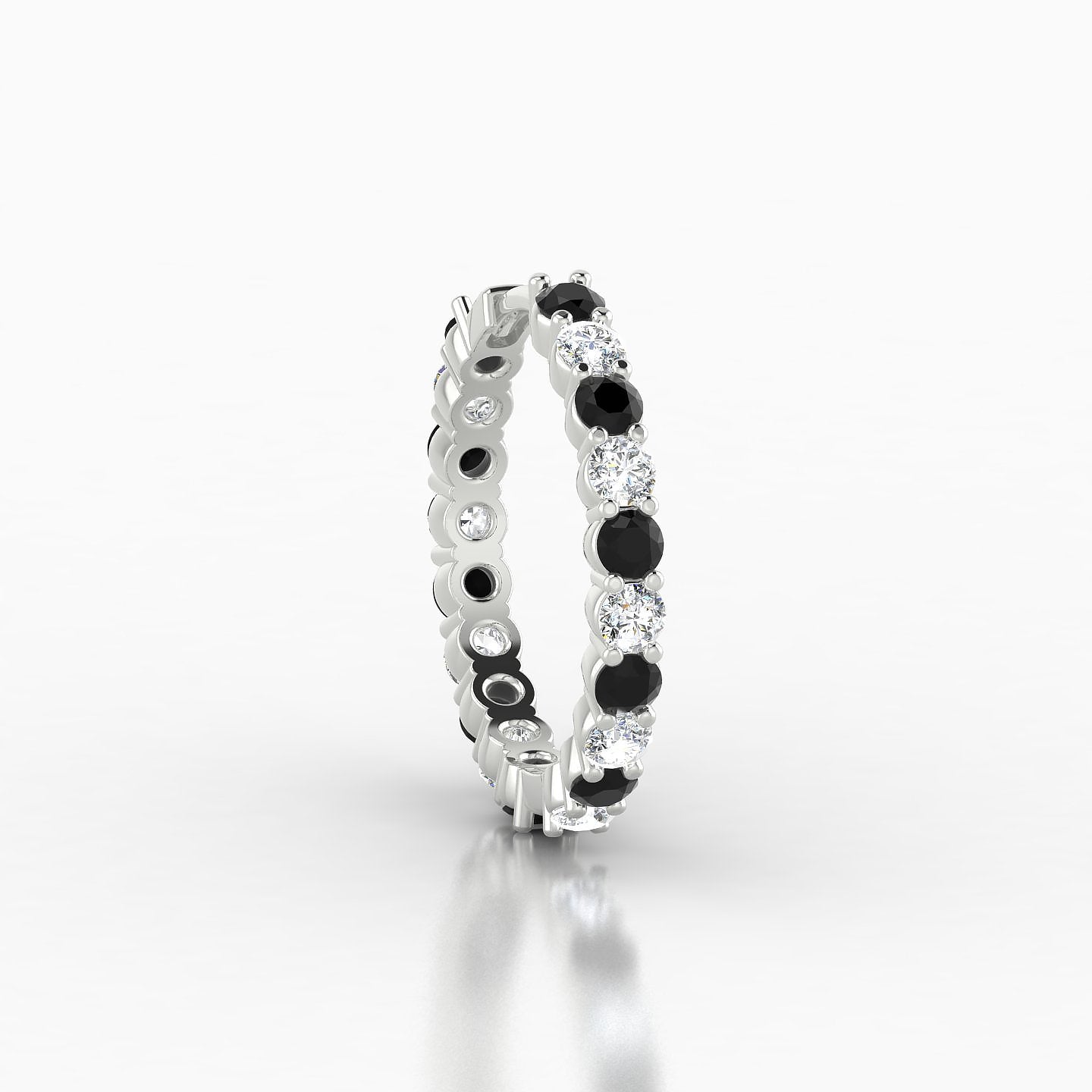 Vesta | 18k White Gold 11 mm Black Diamond & Diamond Hoop Piercing