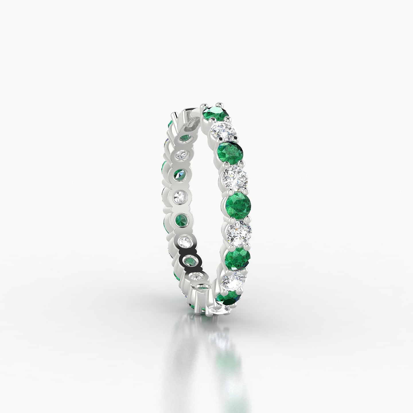 Vesta | 18k White Gold 11 mm Emerald & Diamond Hoop Piercing