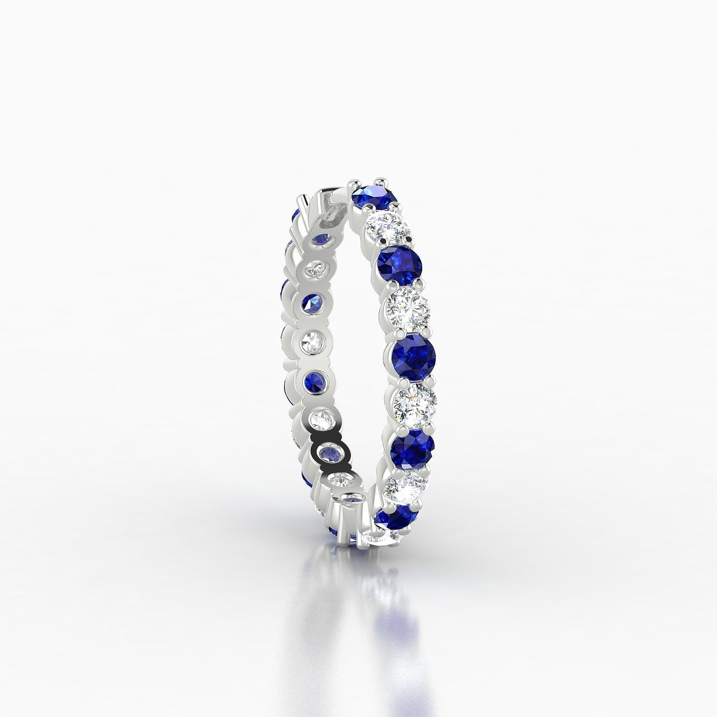 Vesta | 18k White Gold 11 mm Sapphire & Diamond Hoop Piercing