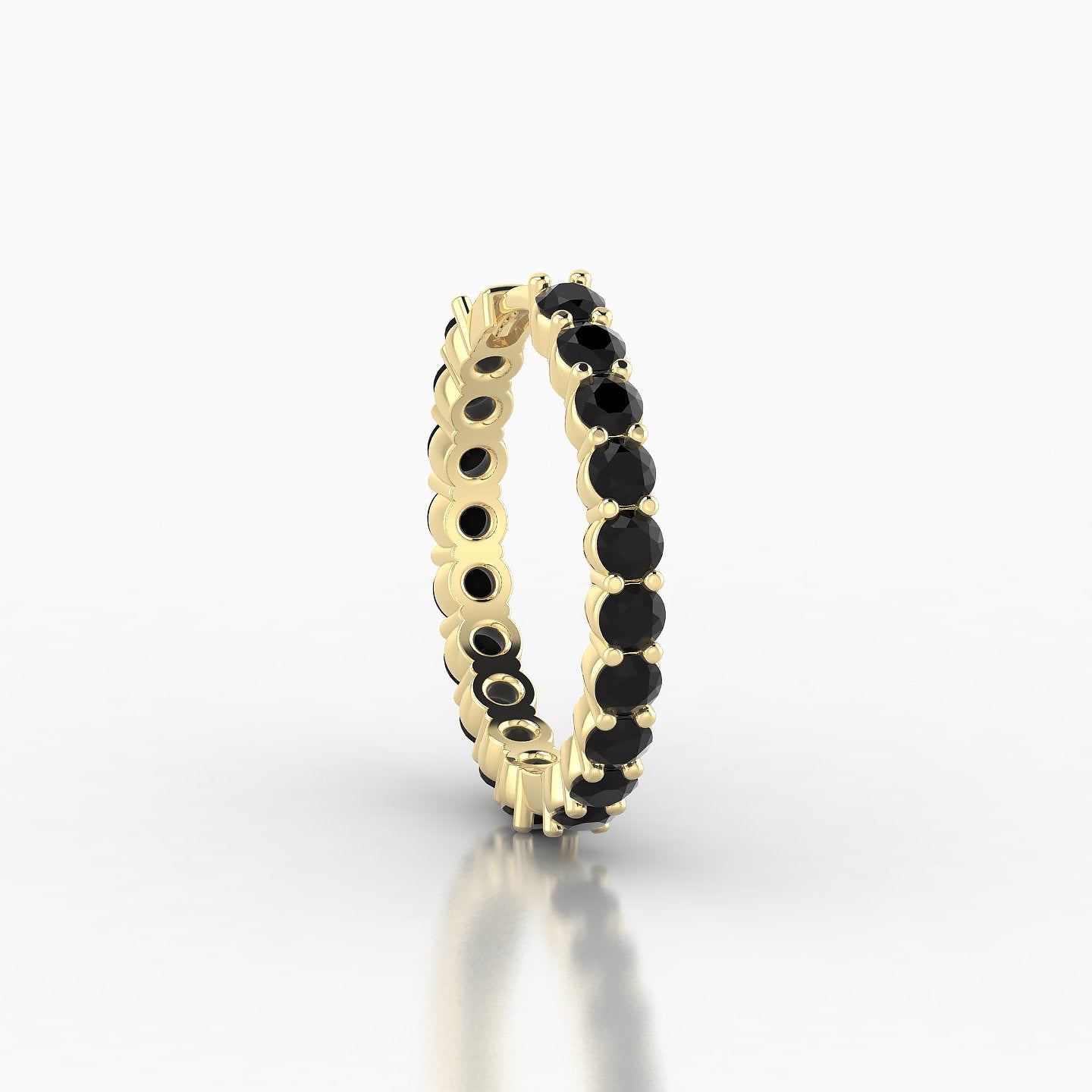 Vesta | 18k Yellow Gold 11 mm Black Diamond Hoop Piercing