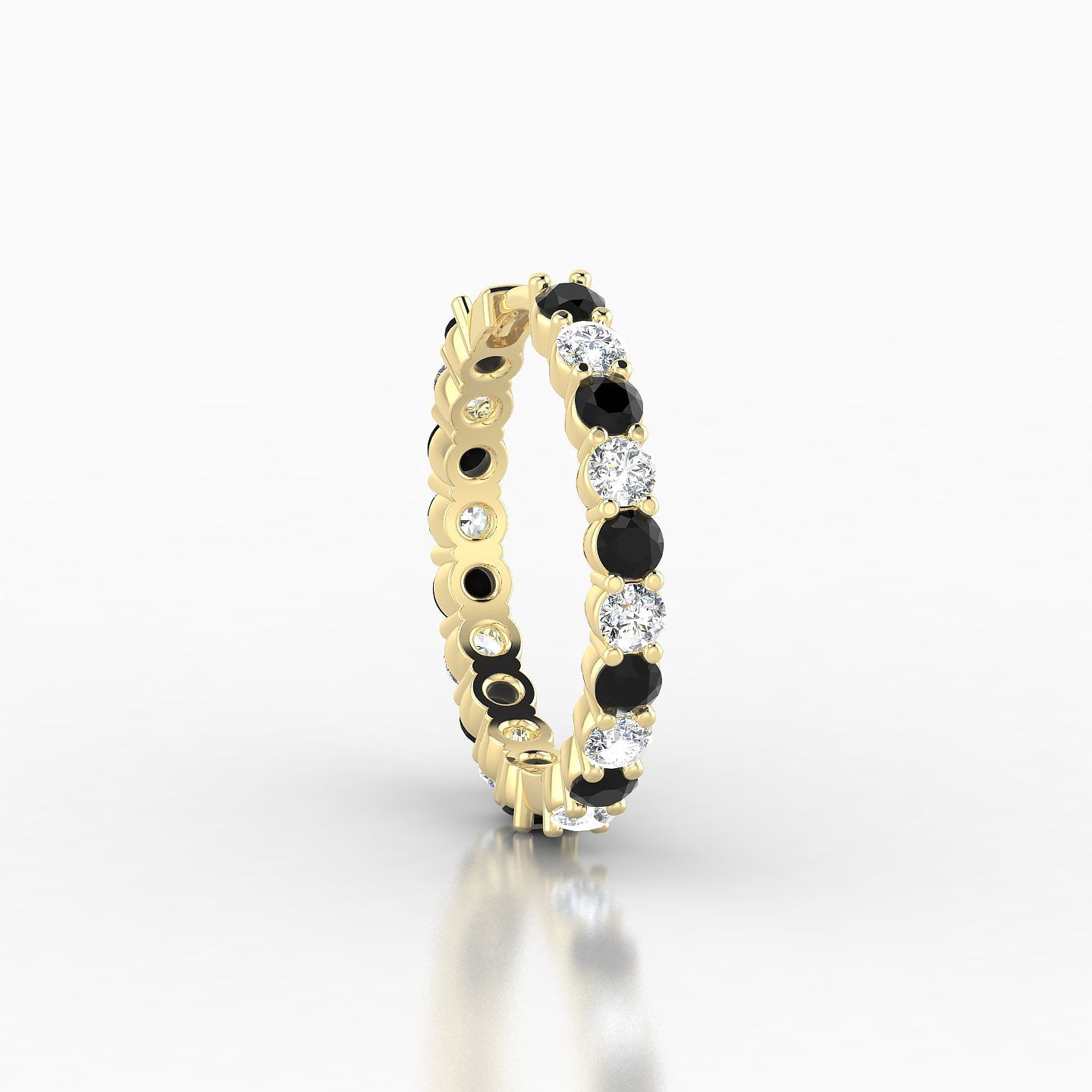 Vesta | 18k Yellow Gold 11 mm Black Diamond & Diamond Hoop Piercing