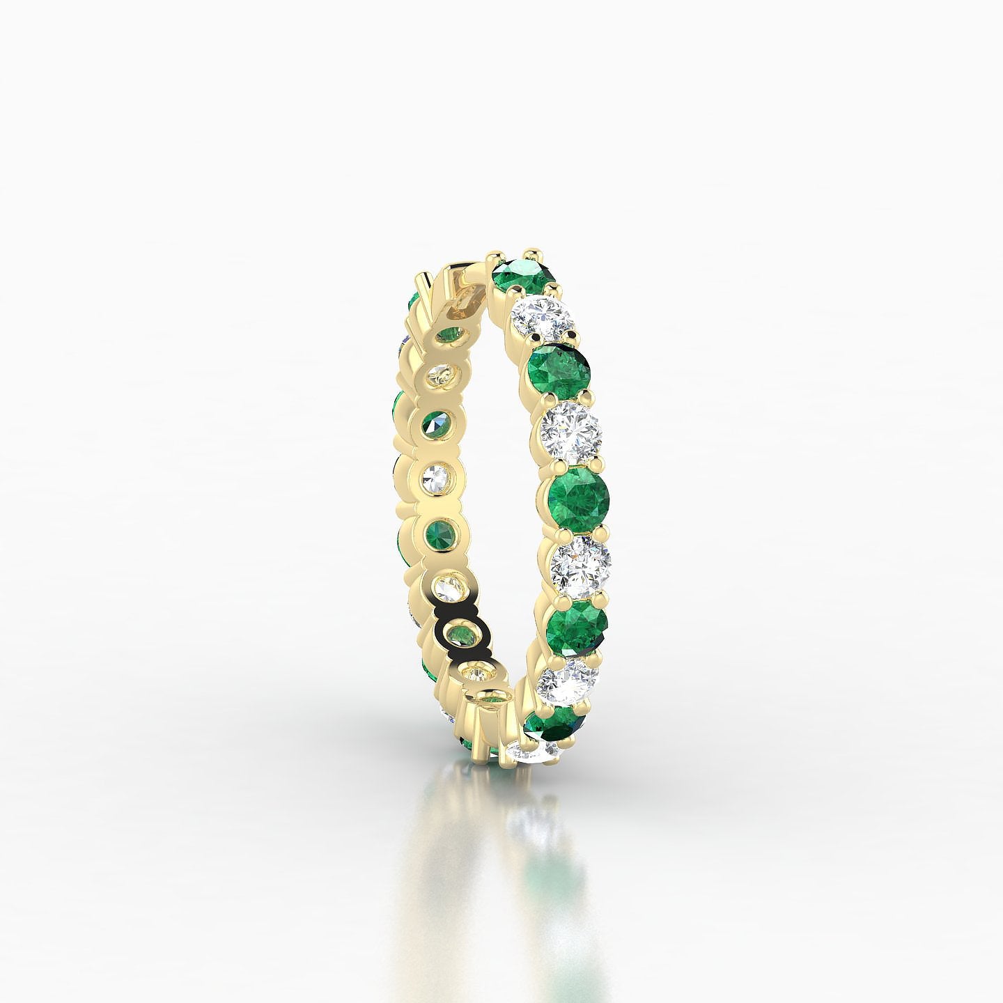 Vesta | 18k Yellow Gold 11 mm Emerald & Diamond Hoop Piercing