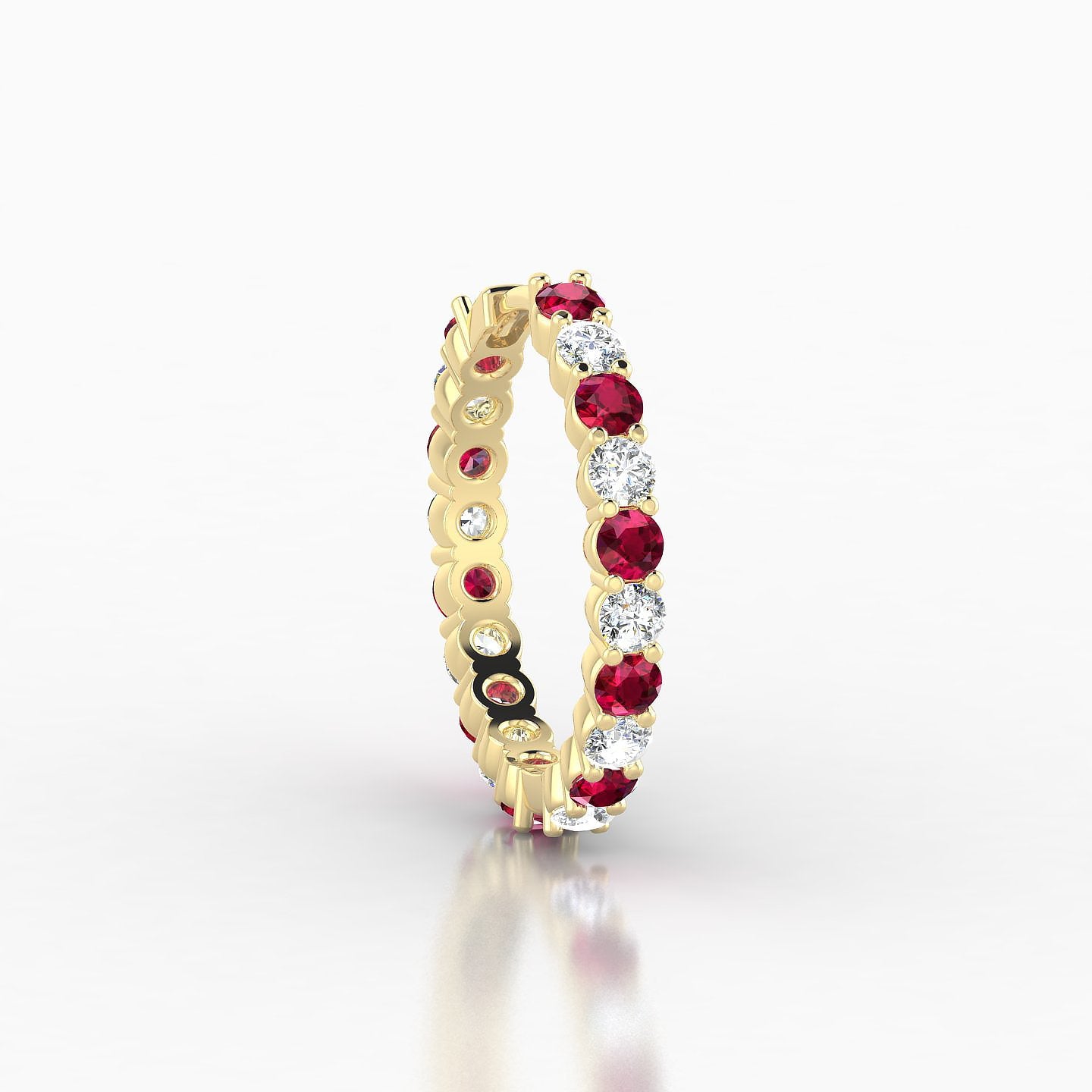 Vesta | 18k Yellow Gold 11 mm Ruby & Diamond Hoop Piercing