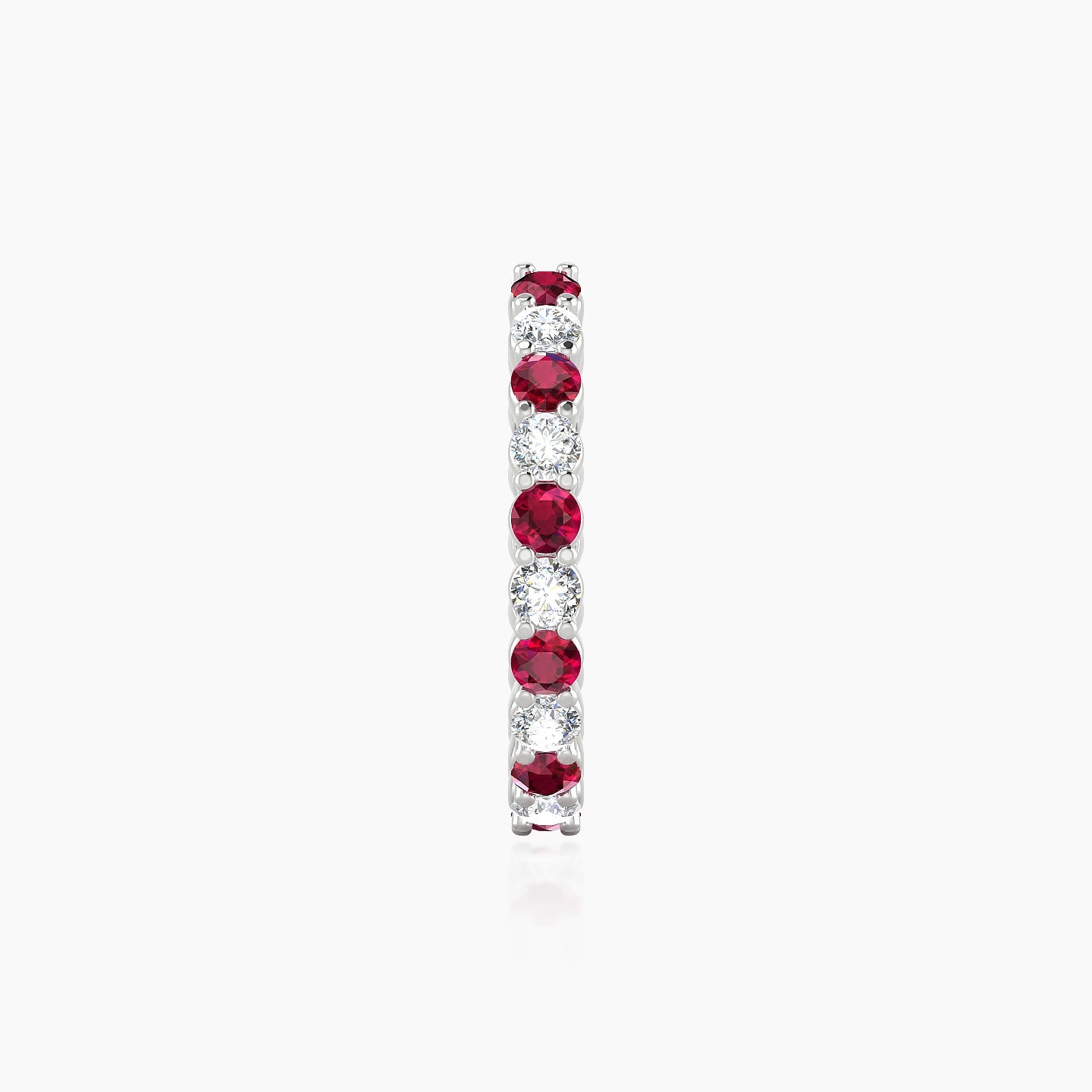 Vesta | 18k White Gold 11 mm Ruby & Diamond Hoop Piercing