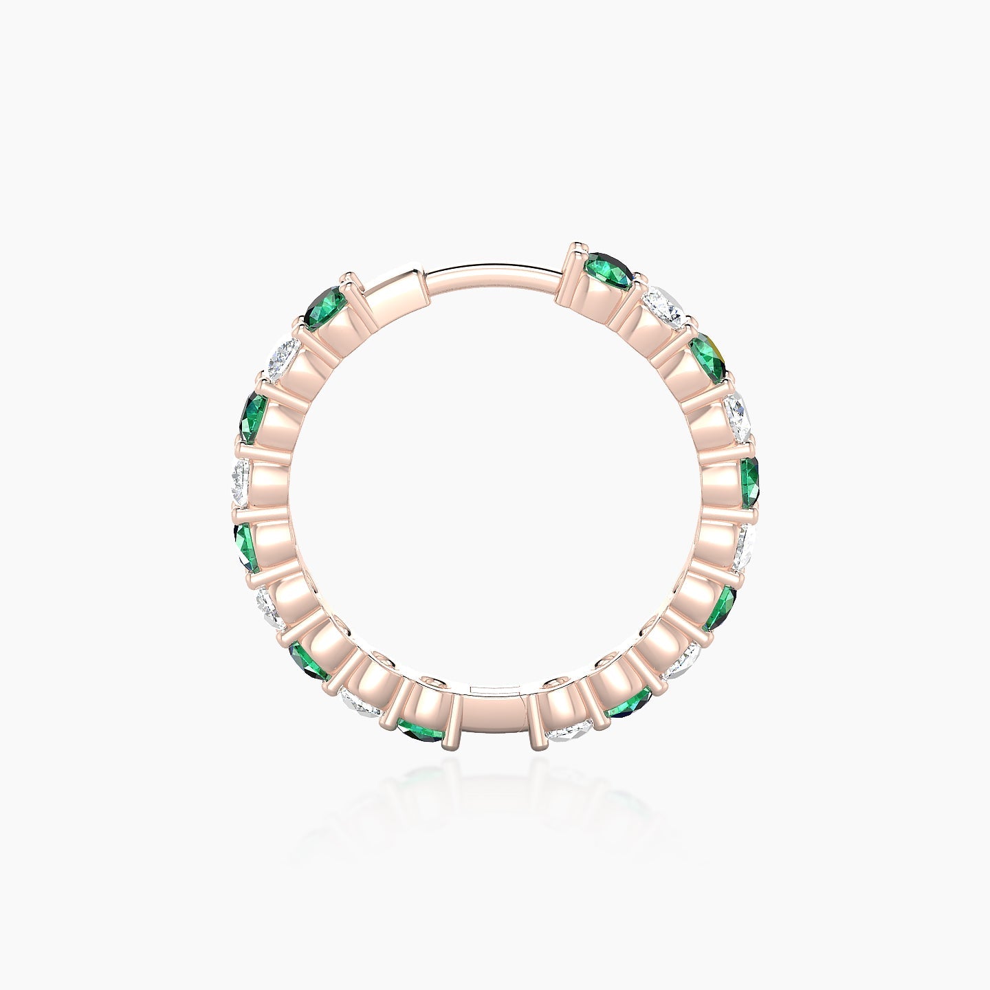 Vesta | 18k Rose Gold 11 mm Emerald & Diamond Hoop Piercing