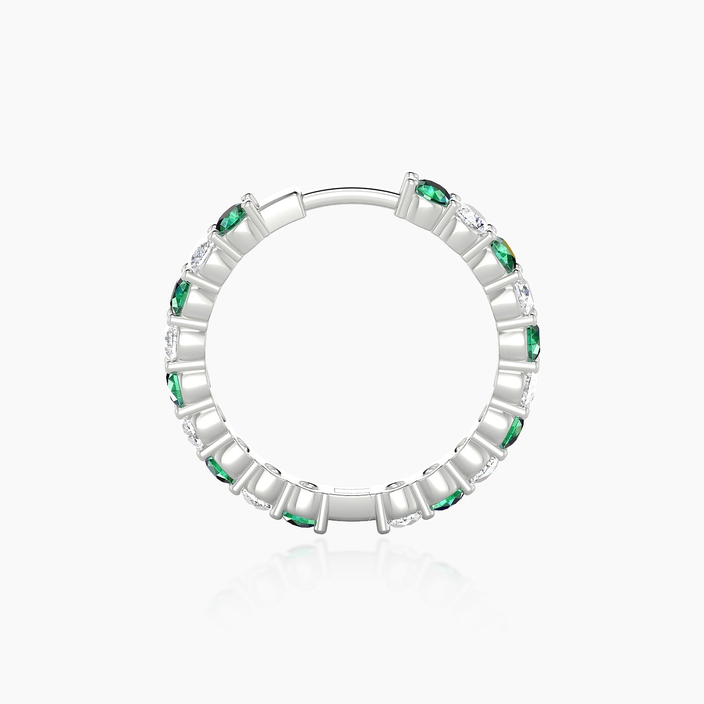 Vesta | 18k White Gold 11 mm Emerald & Diamond Hoop Piercing