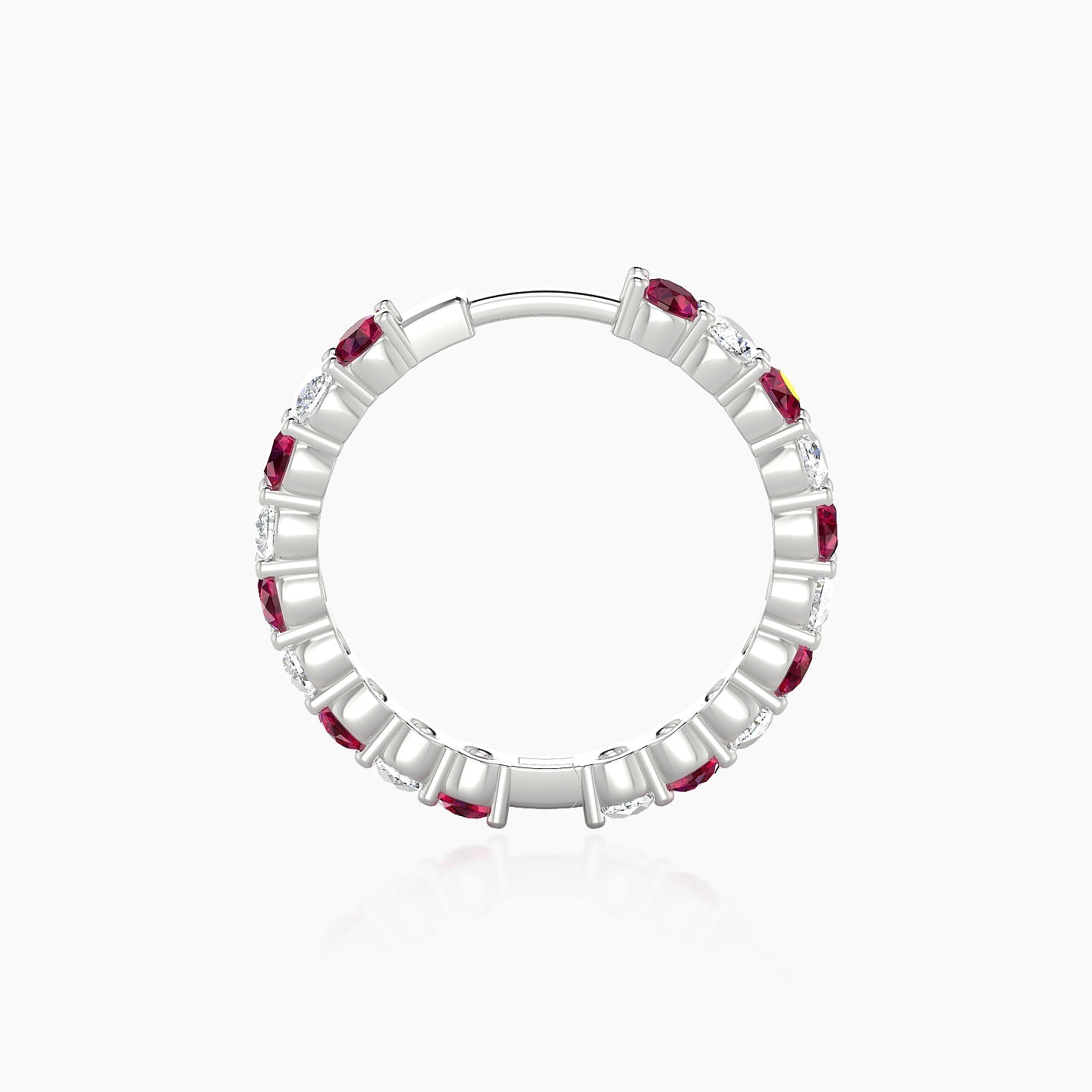 Vesta | 18k White Gold 11 mm Ruby & Diamond Hoop Piercing