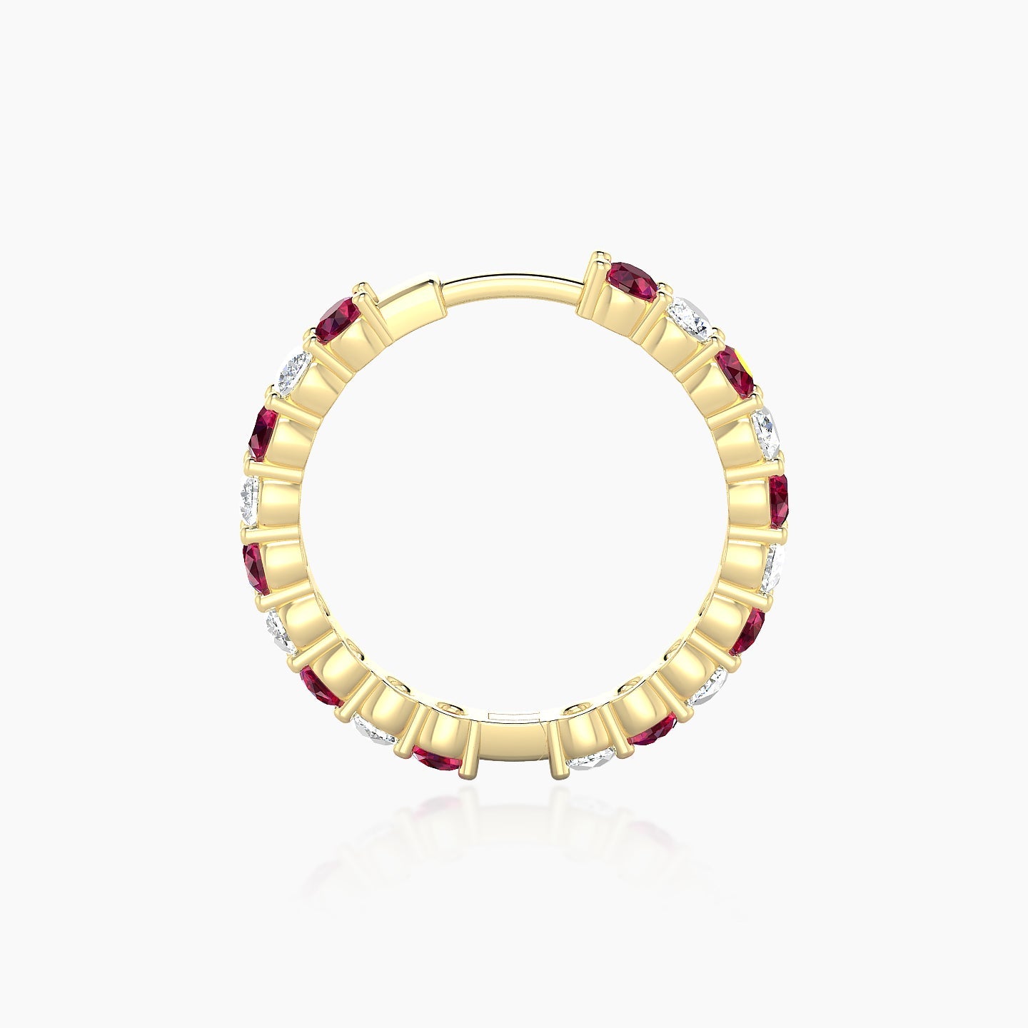 Vesta | 18k Yellow Gold 11 mm Ruby & Diamond Hoop Piercing