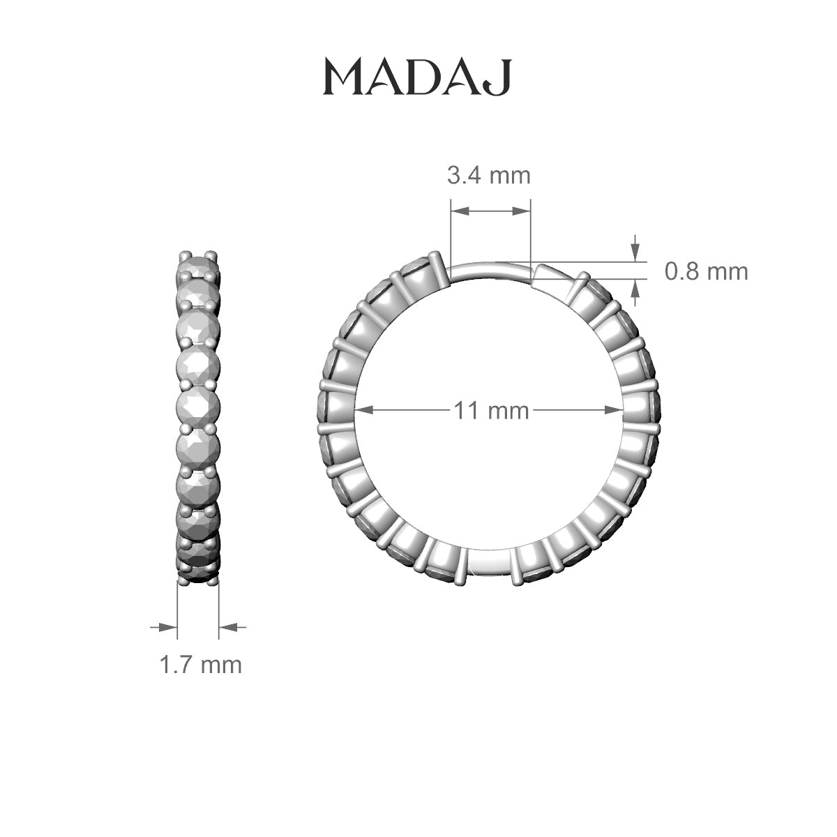 Vesta | 18k White Gold 11 mm Emerald & Diamond Hoop Piercing