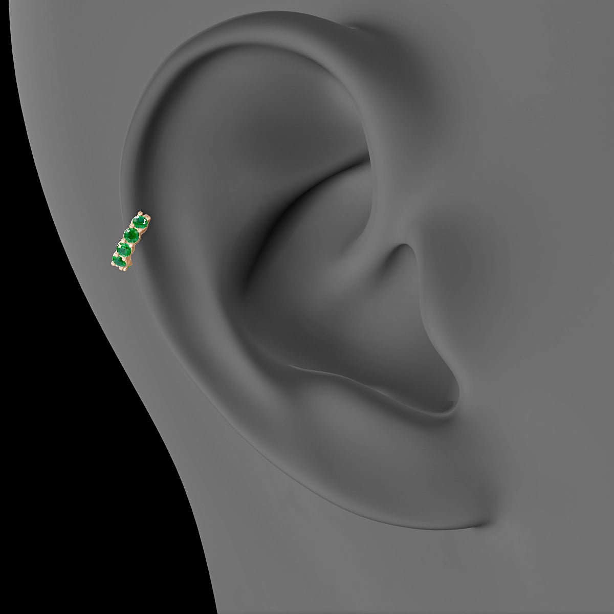 Vesta | 18k Rose Gold 5 mm Emerald Hoop Piercing