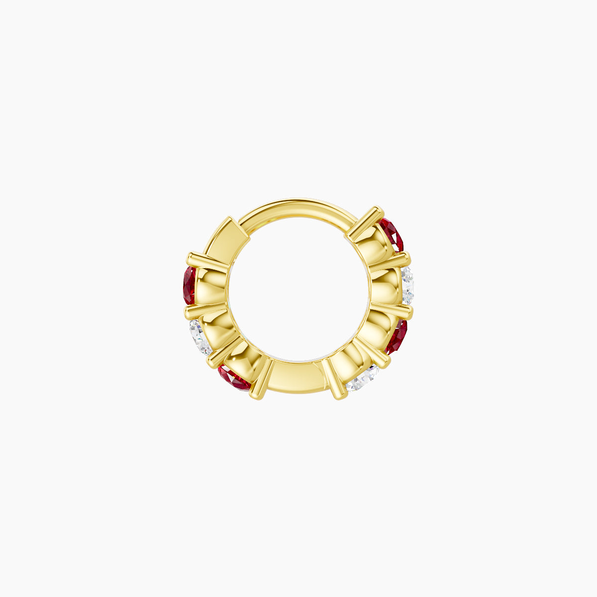 Vesta | 18k Yellow Gold 5 mm Ruby & Diamond Hoop Piercing