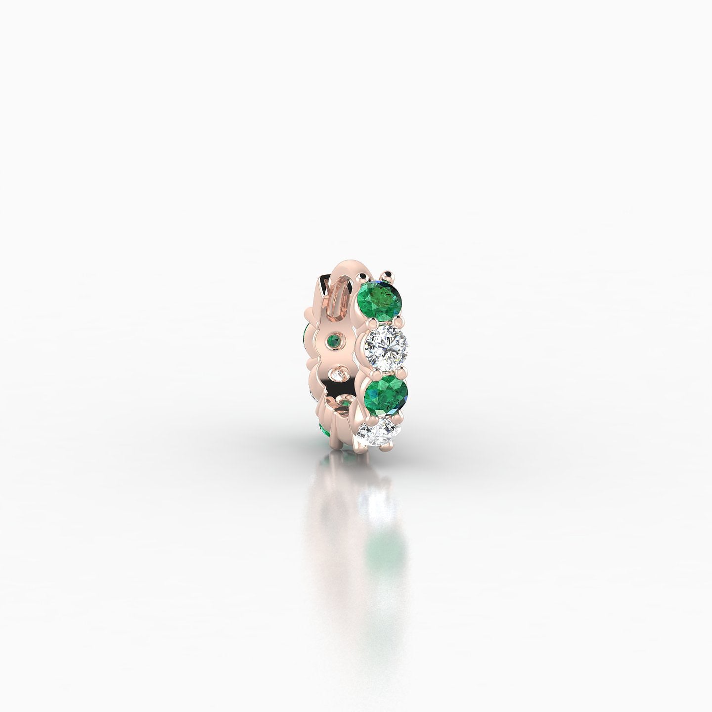 Vesta | 18k Rose Gold 5 mm Emerald & Diamond Hoop Piercing