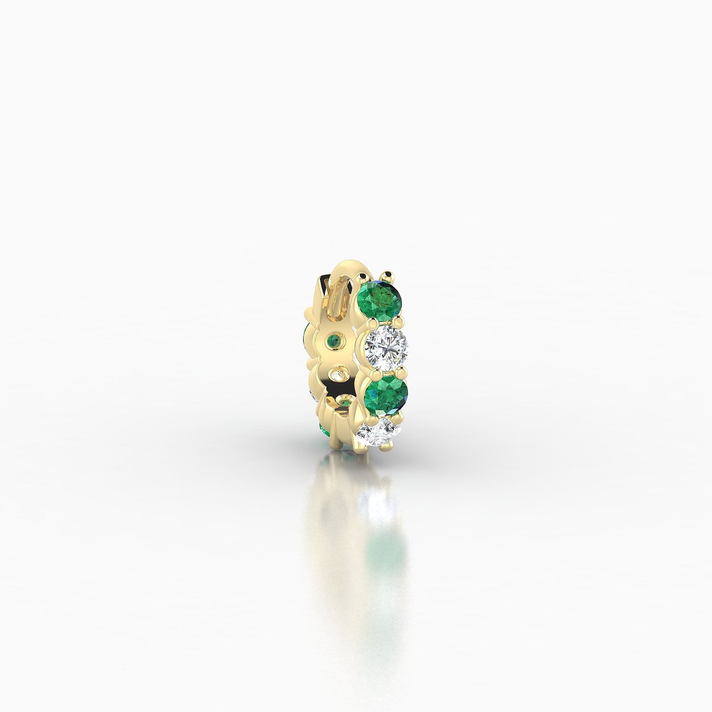 Vesta | 18k Yellow Gold 5 mm Emerald & Diamond Hoop Piercing