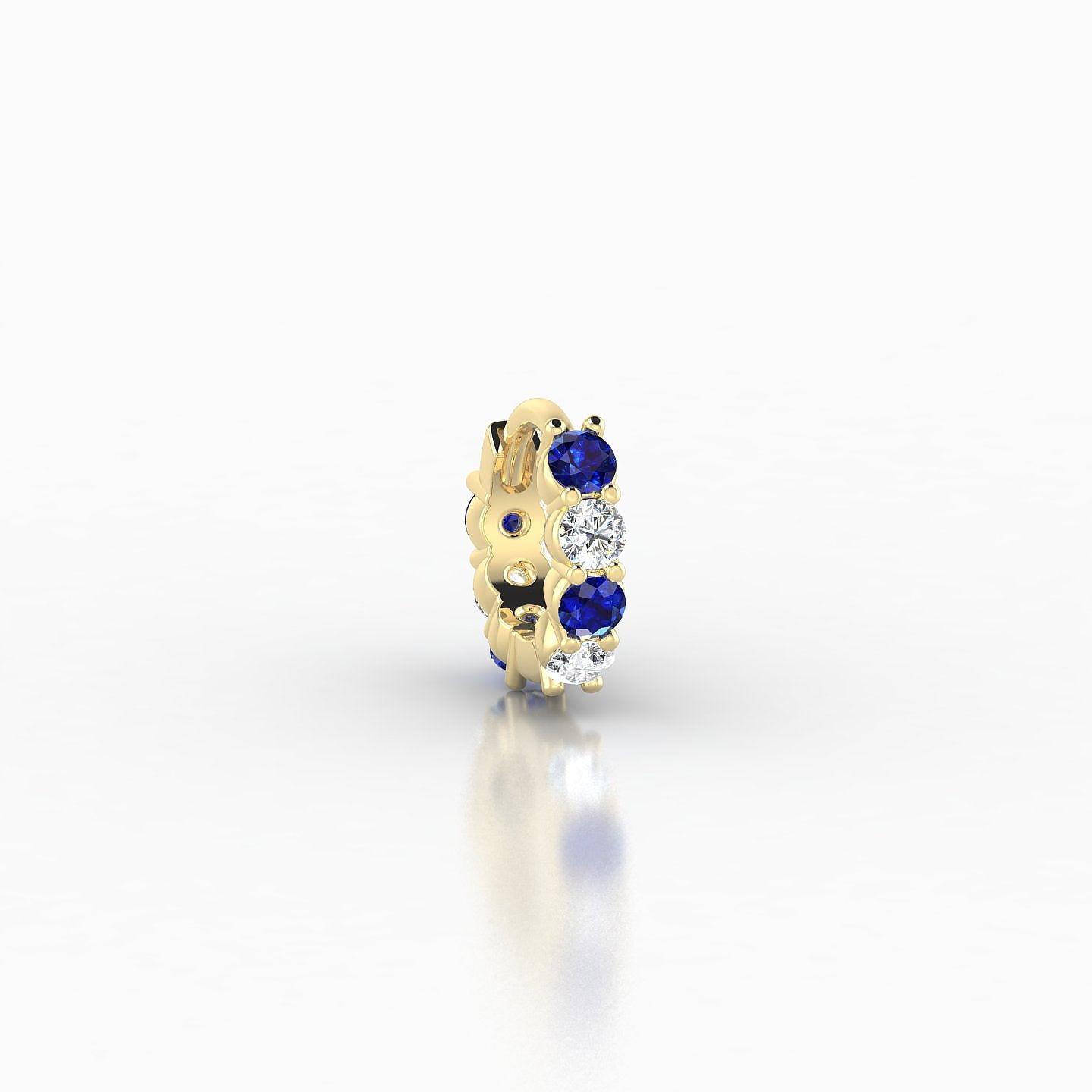 Vesta | 18k Yellow Gold 5 mm Sapphire & Diamond Hoop Piercing