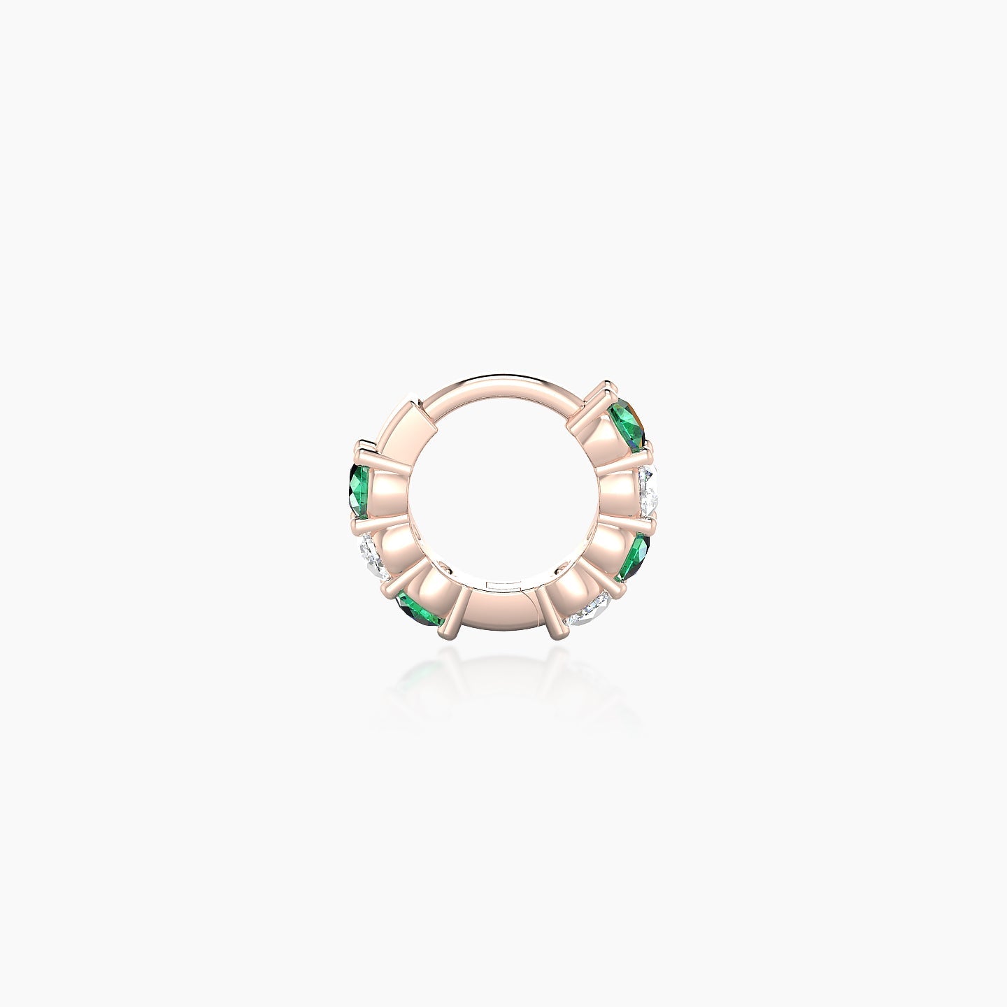 Vesta | 18k Rose Gold 5 mm Emerald & Diamond Hoop Piercing