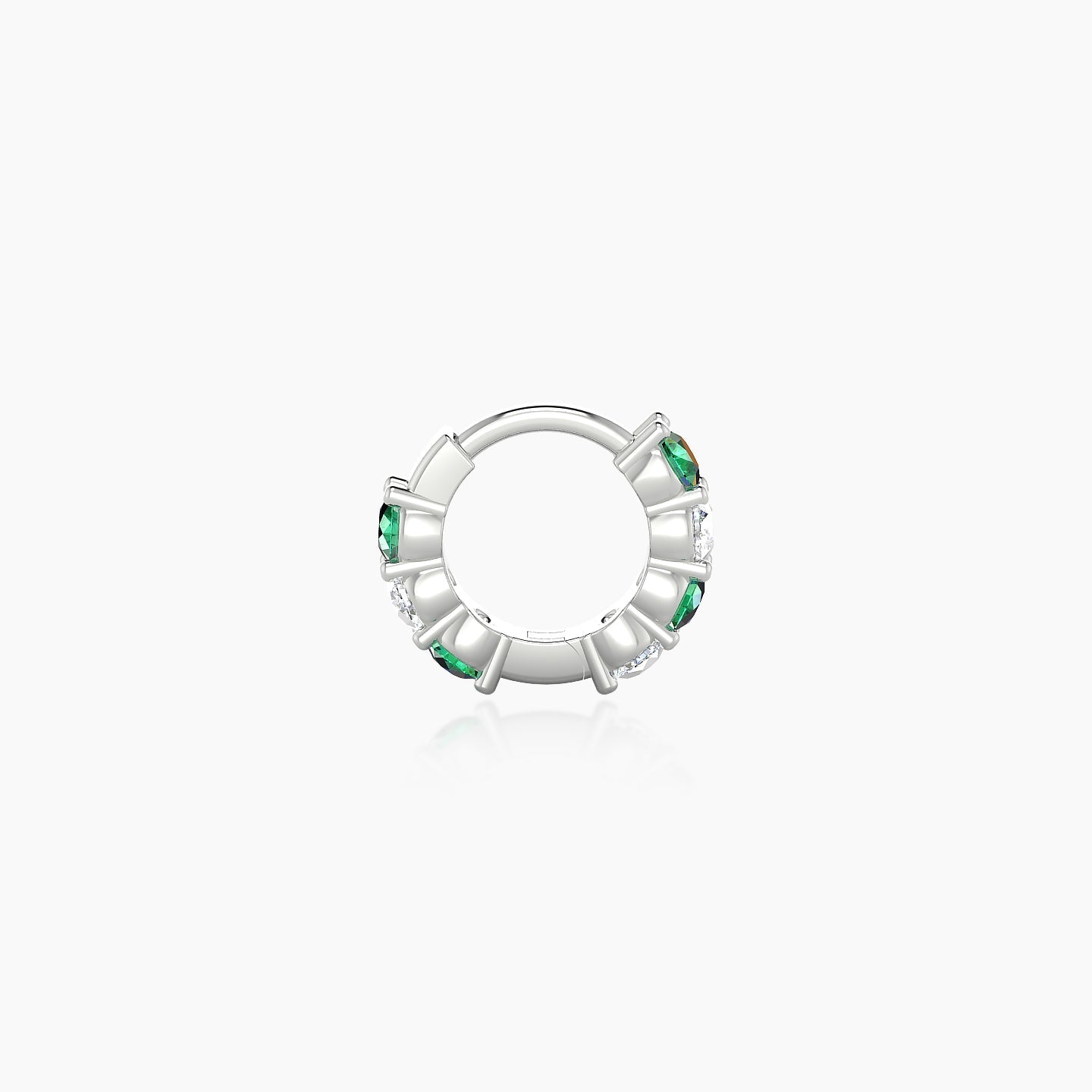 Vesta | 18k White Gold 5 mm Emerald & Diamond Hoop Piercing