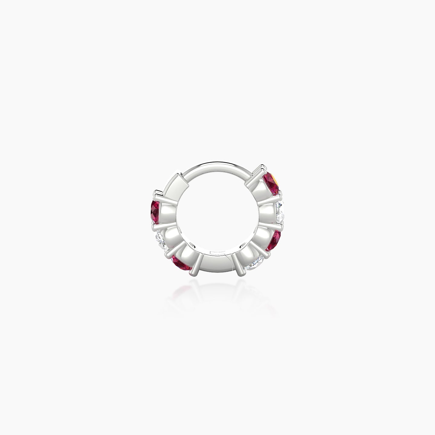 Vesta | 18k White Gold 5 mm Ruby & Diamond Hoop Piercing