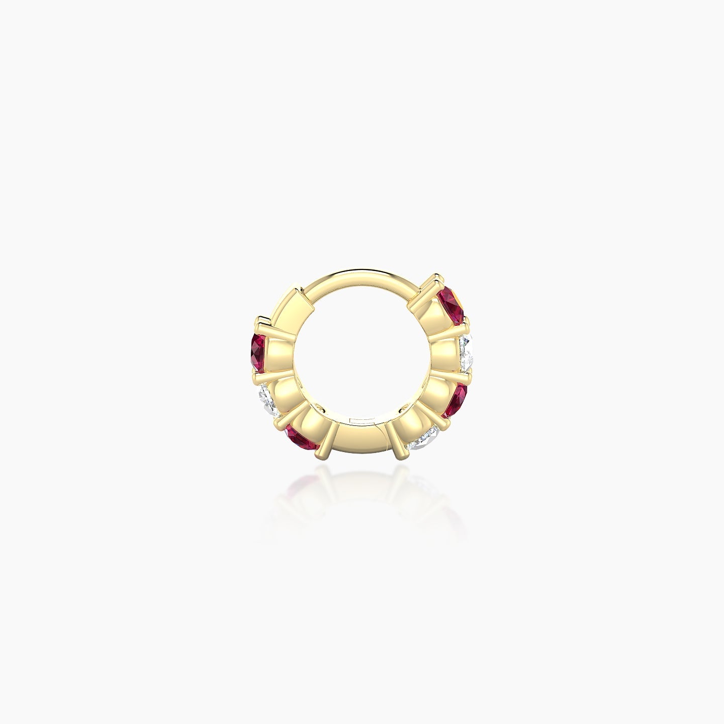 Vesta | 18k Yellow Gold 5 mm Ruby & Diamond Hoop Piercing