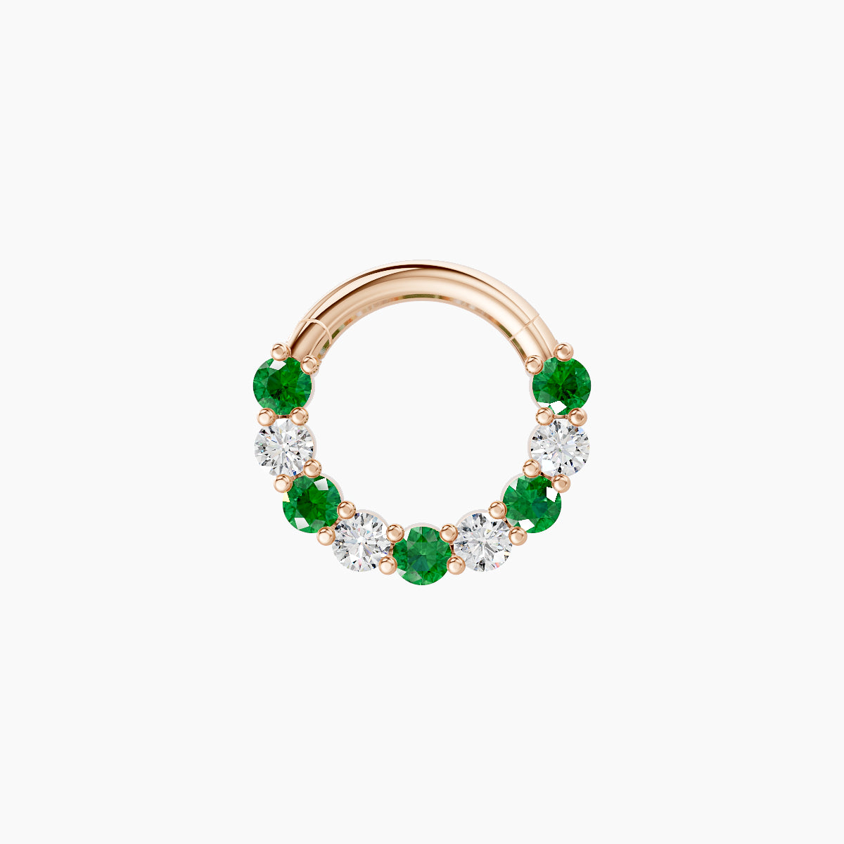 Vesta | 18k Rose Gold 6.5 mm Emerald & Diamond Daith Piercing