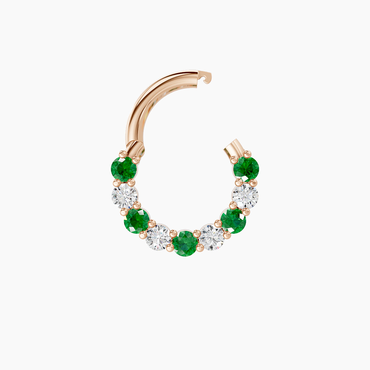 Vesta | 18k Rose Gold 6.5 mm Emerald & Diamond Daith Piercing