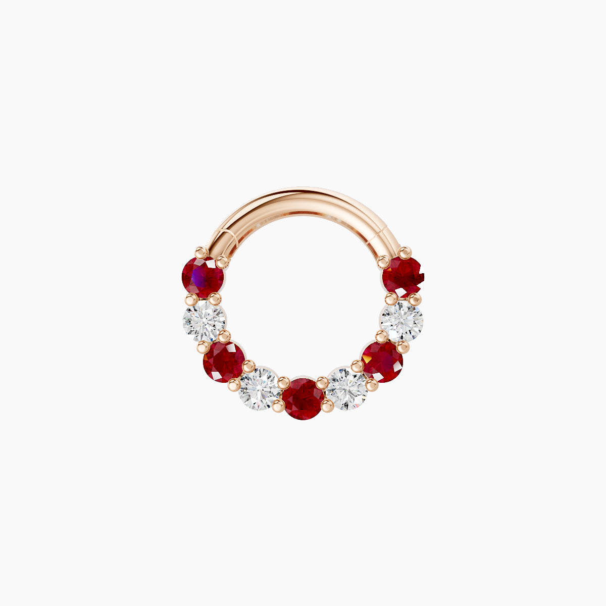 Vesta | 18k Rose Gold 6.5 mm Ruby & Diamond Daith Piercing