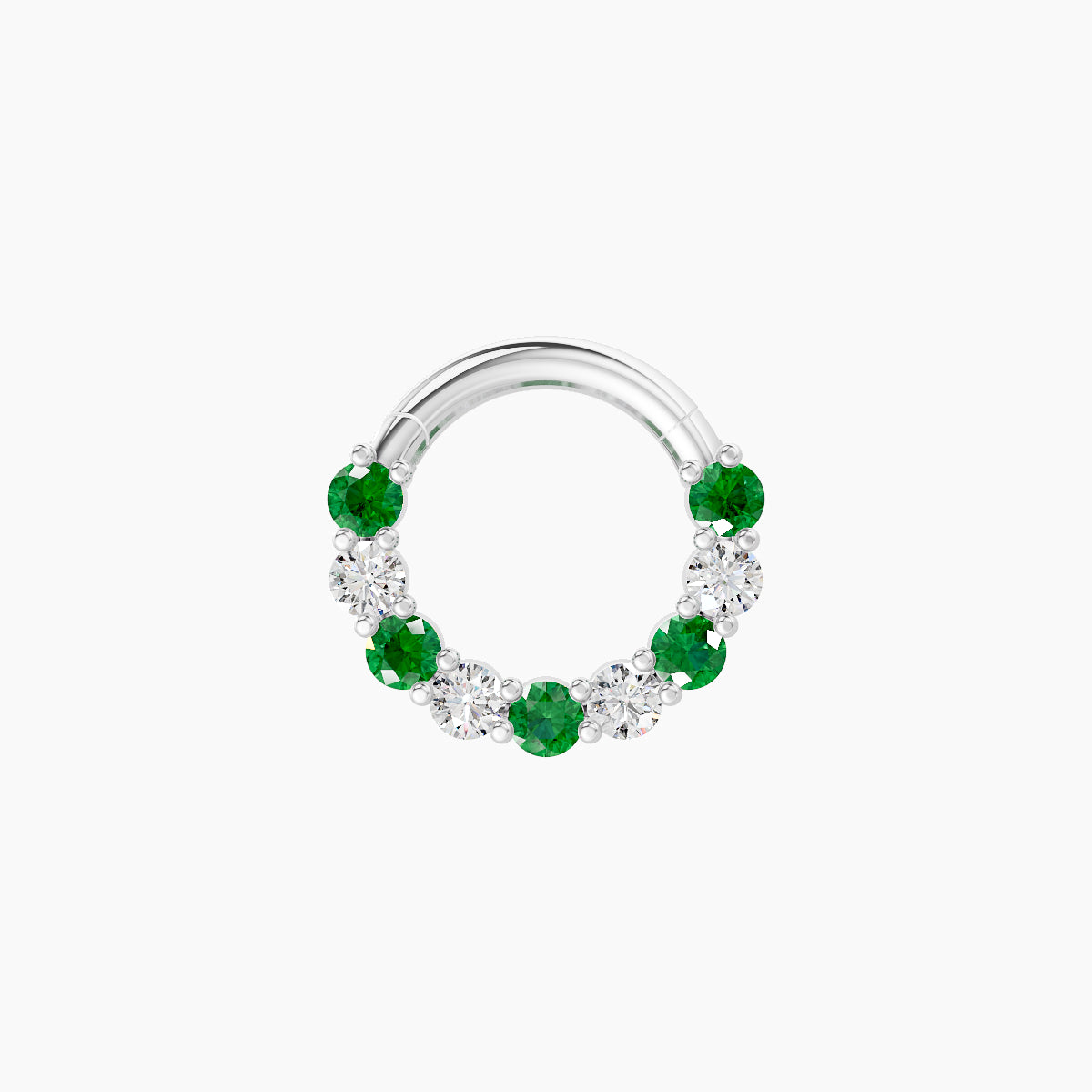 Vesta | 18k White Gold 6.5 mm Emerald & Diamond Daith Piercing
