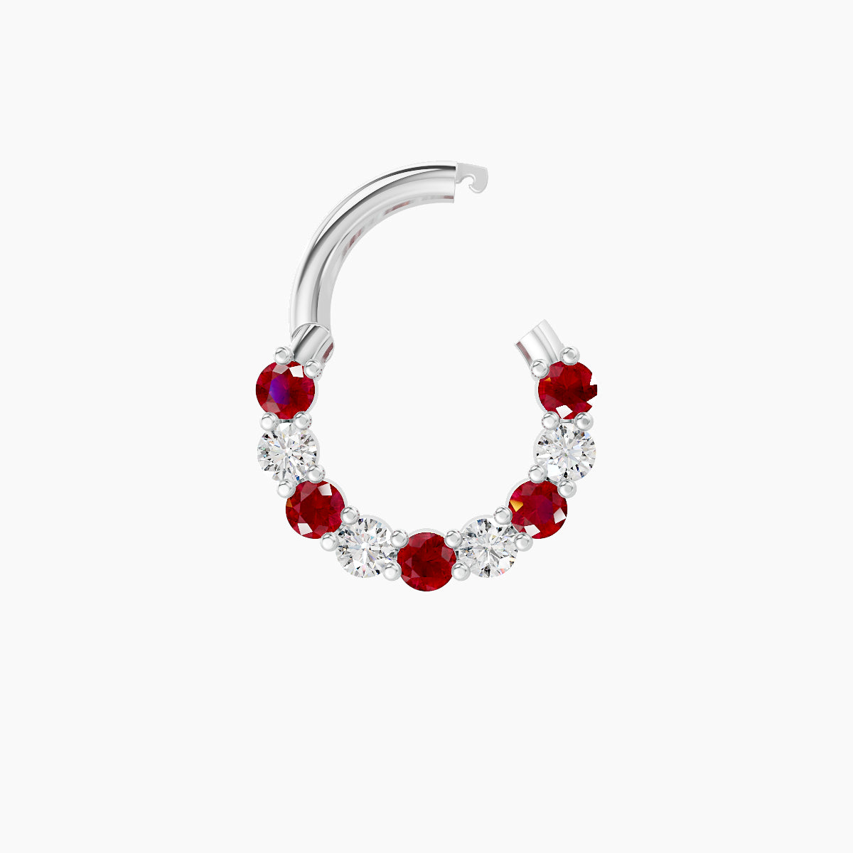 Vesta | 18k White Gold 6.5 mm Ruby & Diamond Daith Piercing