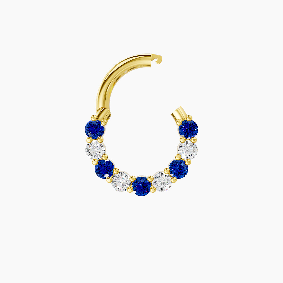 Vesta | 18k Yellow Gold 6.5 mm Sapphire & Diamond Daith Piercing