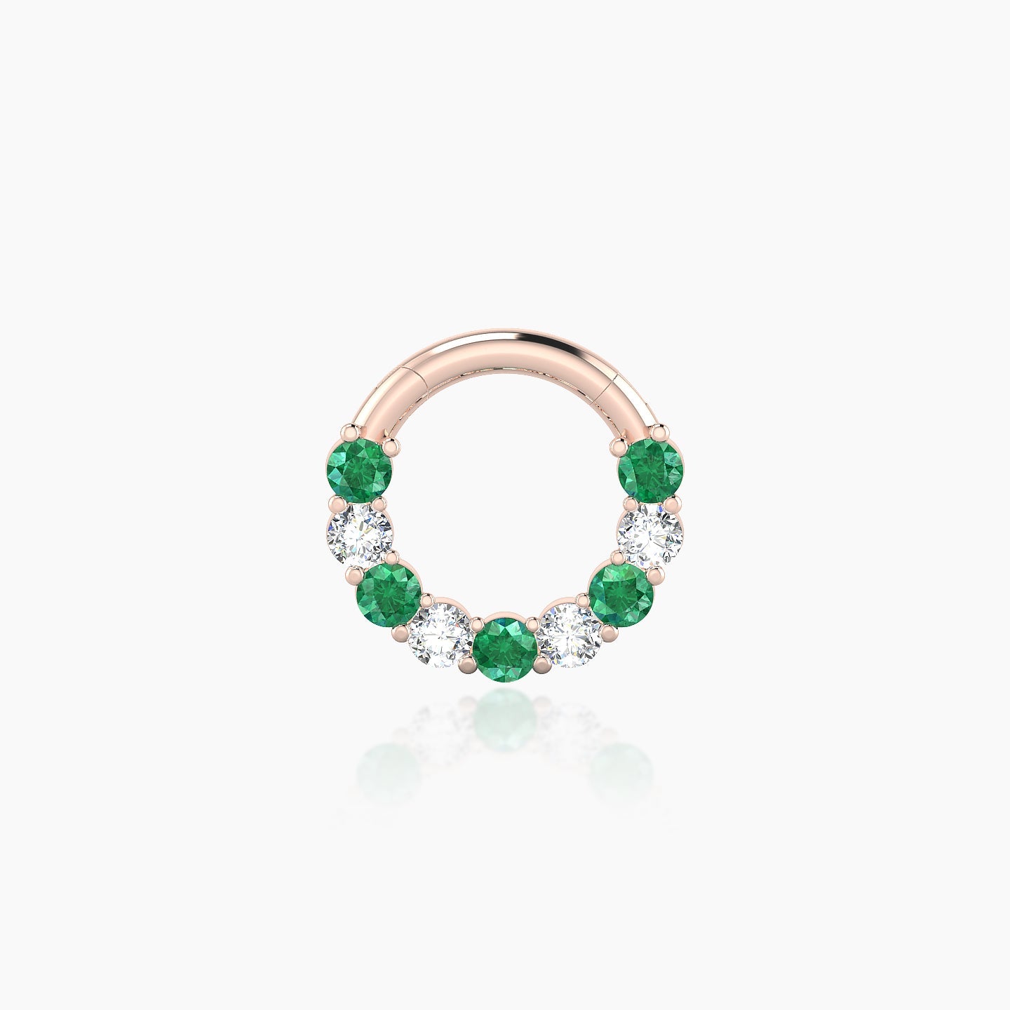 Vesta | 18k Rose Gold 6.5 mm Emerald & Diamond Daith Piercing