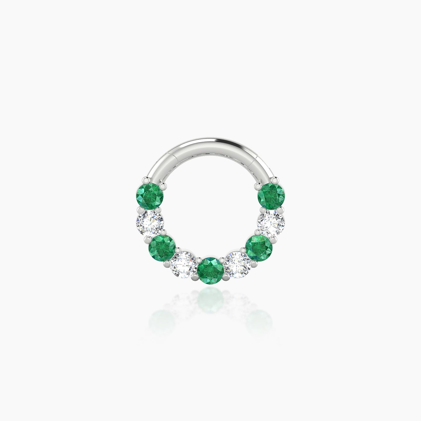 Vesta | 18k White Gold 6.5 mm Emerald & Diamond Daith Piercing