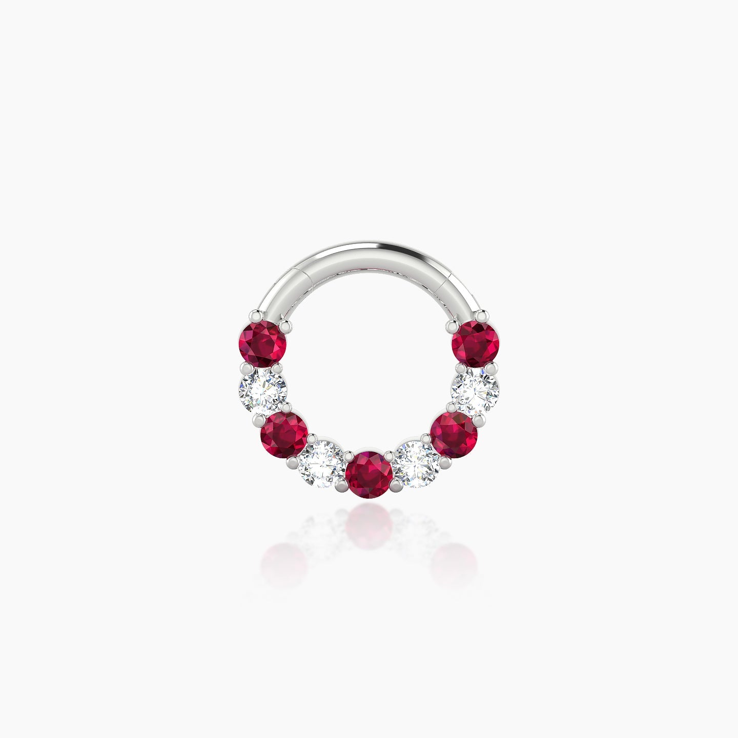 Vesta | 18k White Gold 6.5 mm Ruby & Diamond Daith Piercing