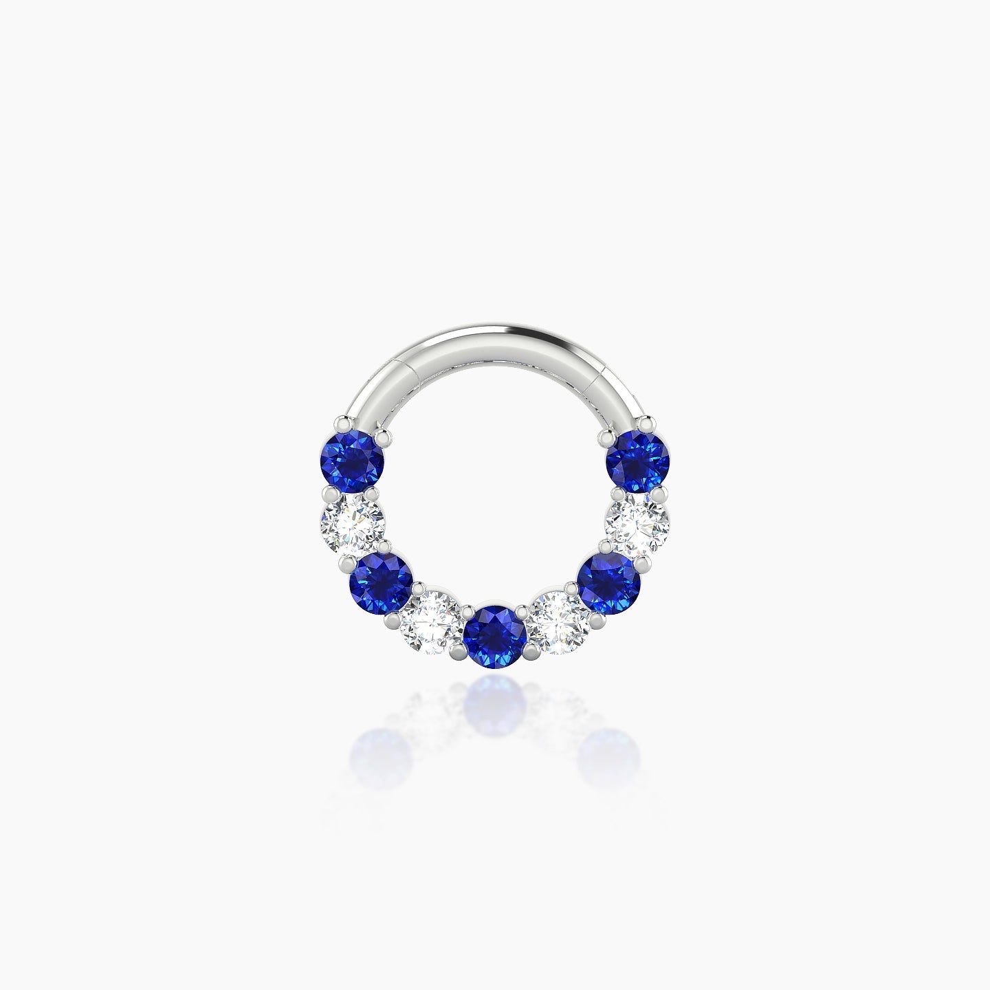 Vesta | 18k White Gold 6.5 mm Sapphire & Diamond Daith Piercing