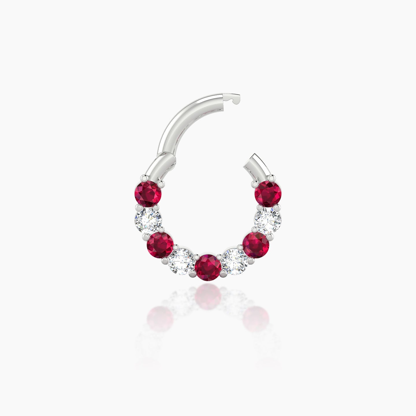 Vesta | 18k White Gold 6.5 mm Ruby & Diamond Daith Piercing