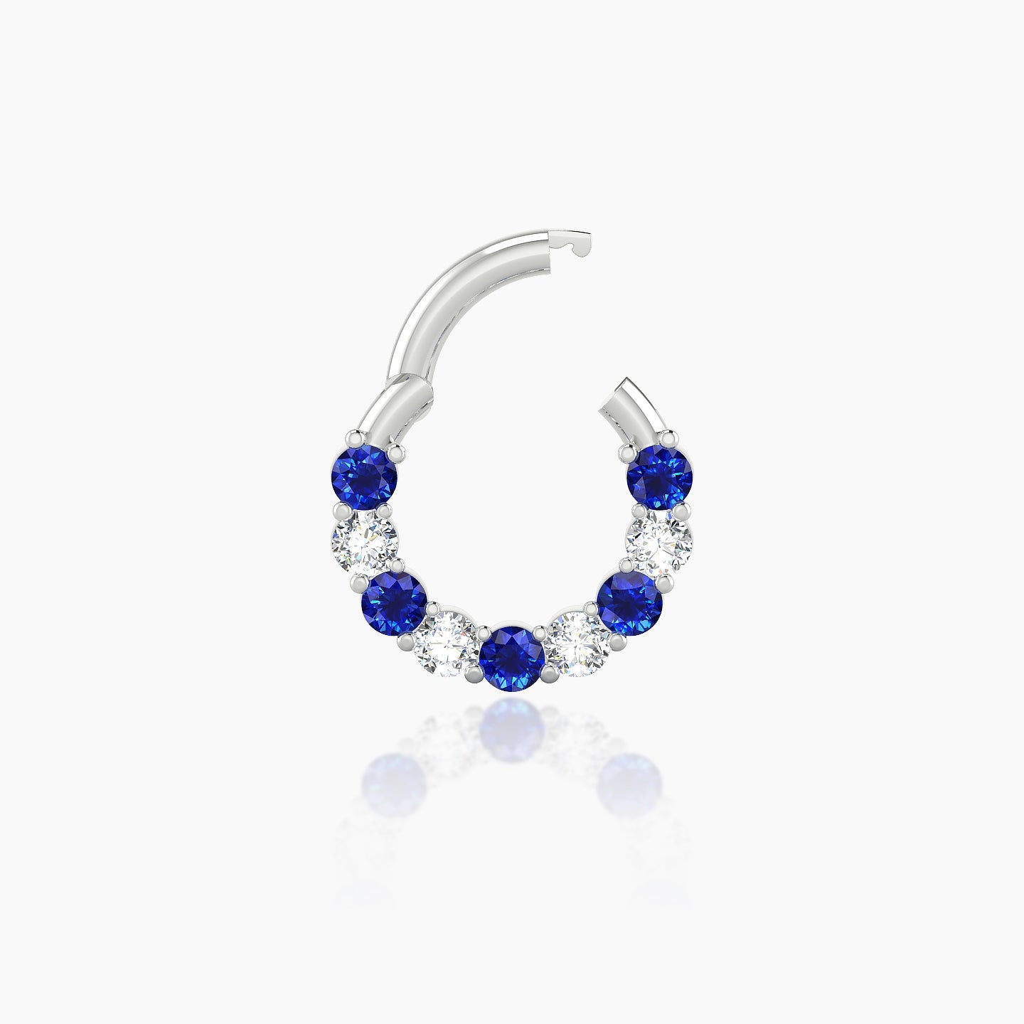 Vesta | 18k White Gold 6.5 mm Sapphire & Diamond Daith Piercing