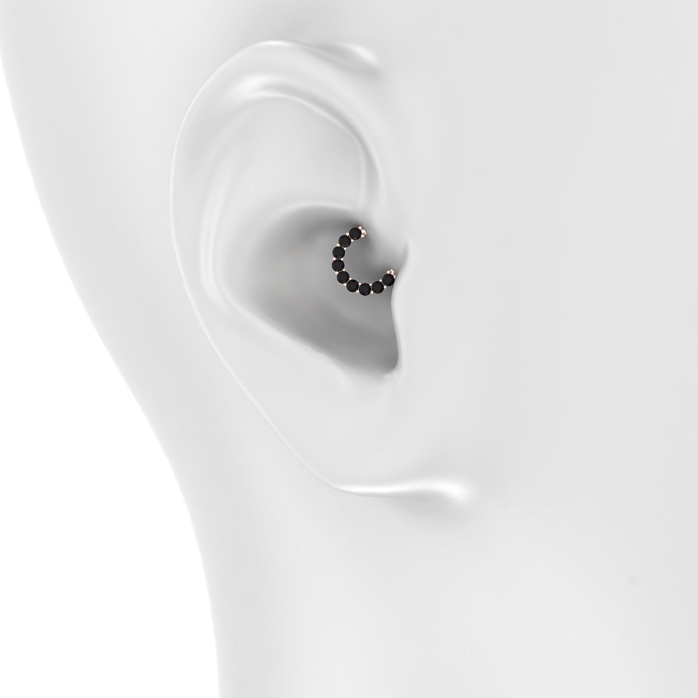 Vesta | 18k Rose Gold 6.5 mm Black Diamond Daith Piercing