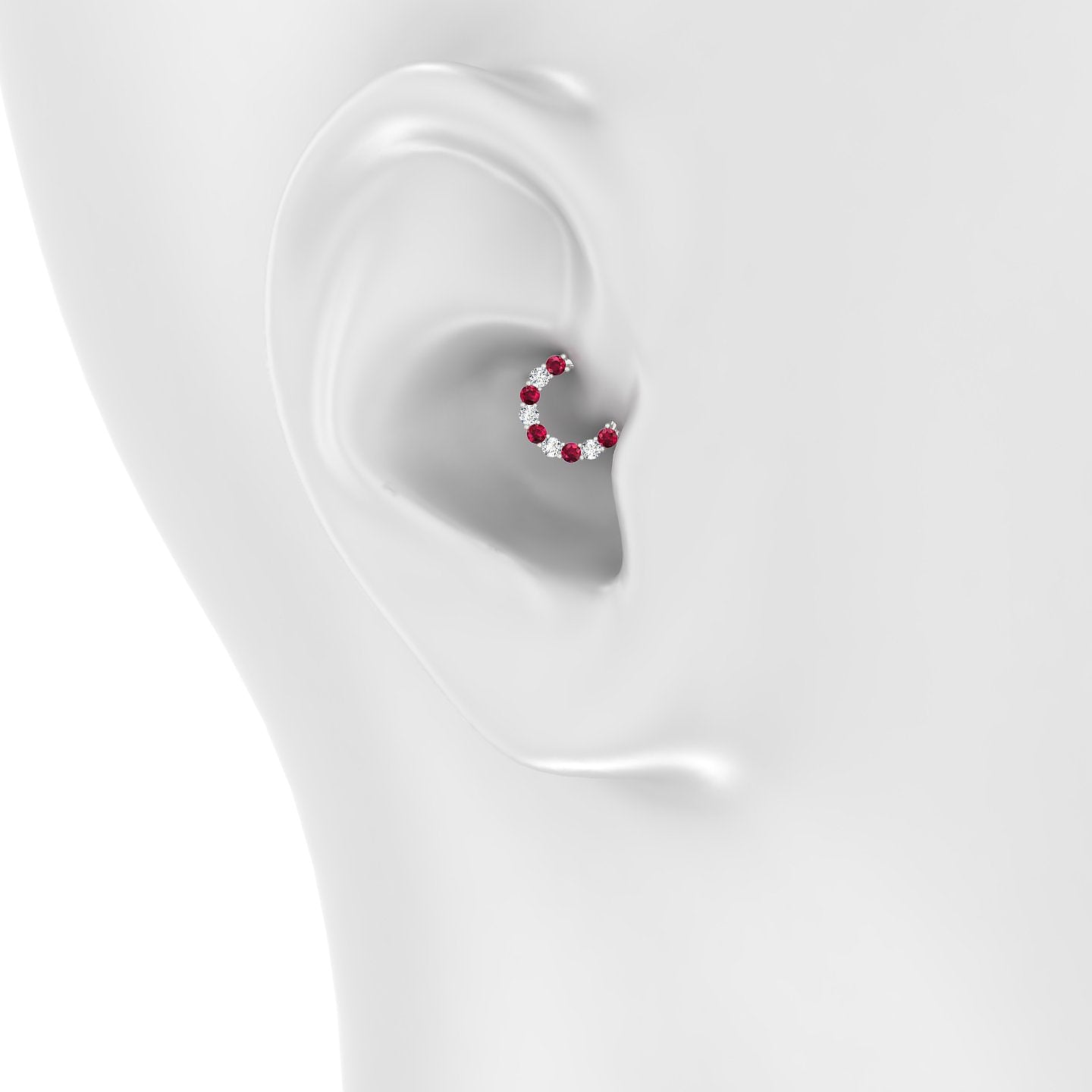 Vesta | 18k White Gold 6.5 mm Ruby & Diamond Daith Piercing