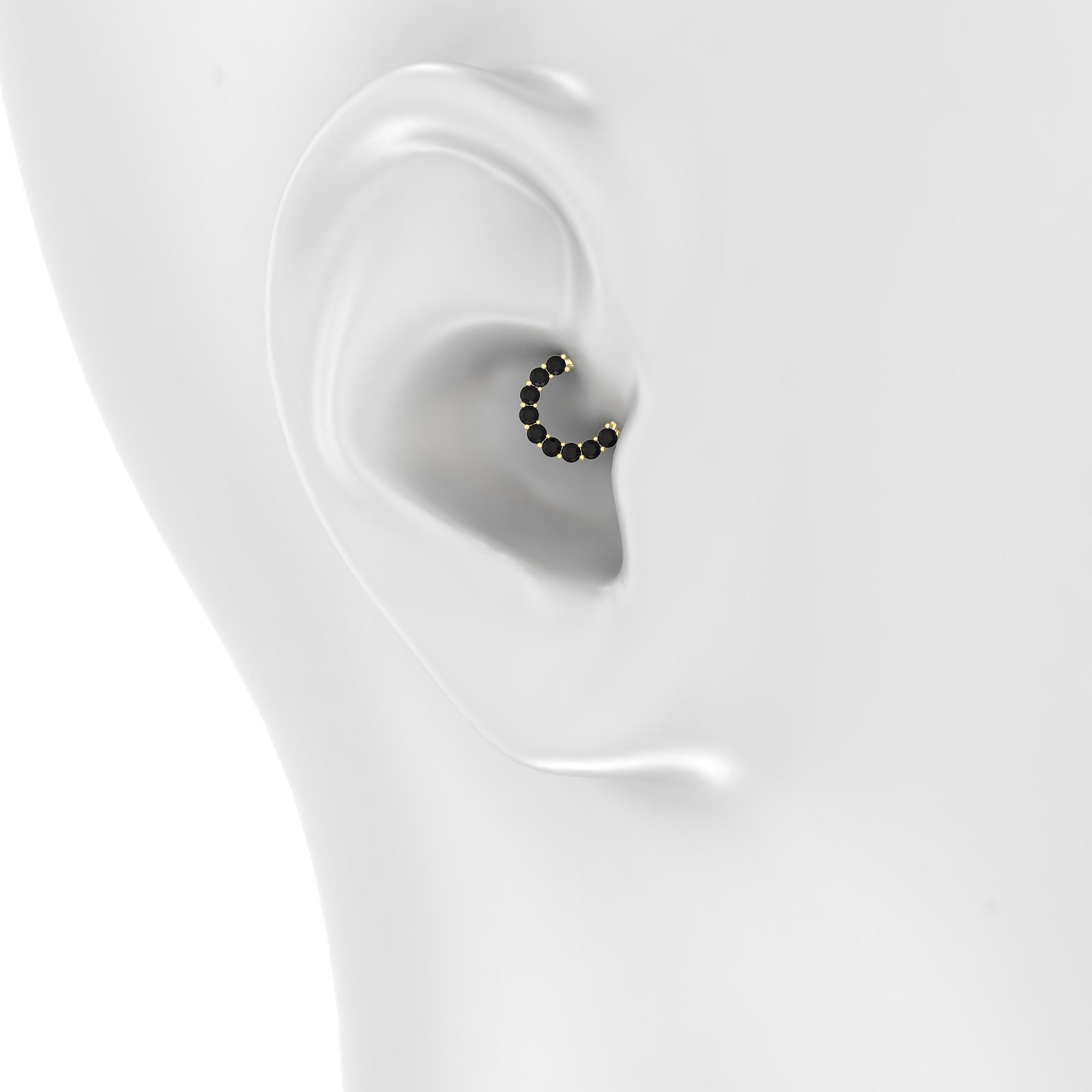 Vesta | 18k Yellow Gold 6.5 mm Black Diamond Daith Piercing