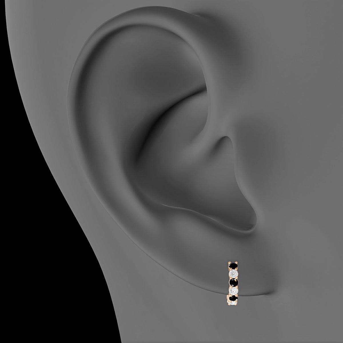 Vesta | 18k Rose Gold 6.5 mm Black Diamond & Diamond Hoop Piercing