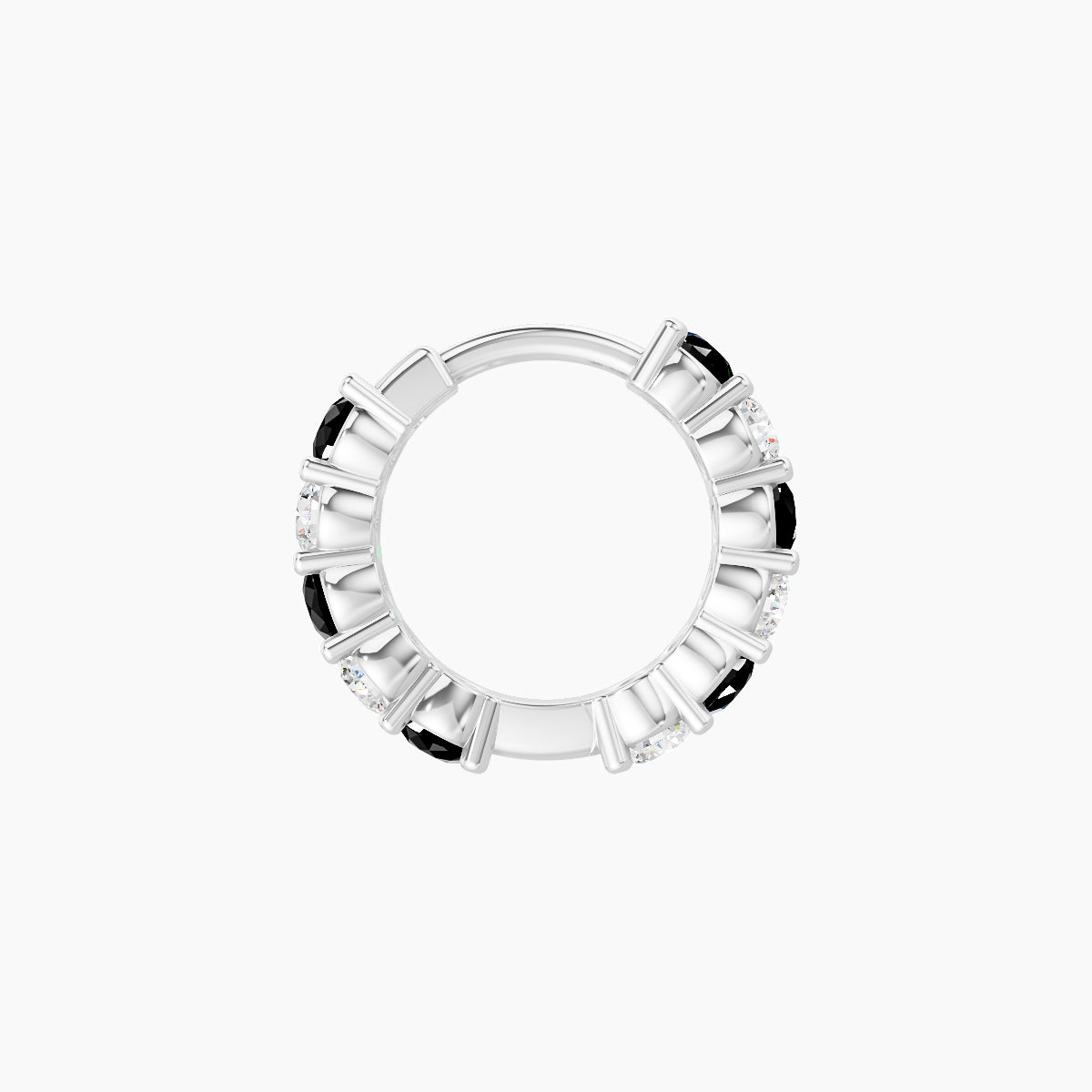Vesta | 18k White Gold 6.5 mm Black Diamond & Diamond Hoop Piercing