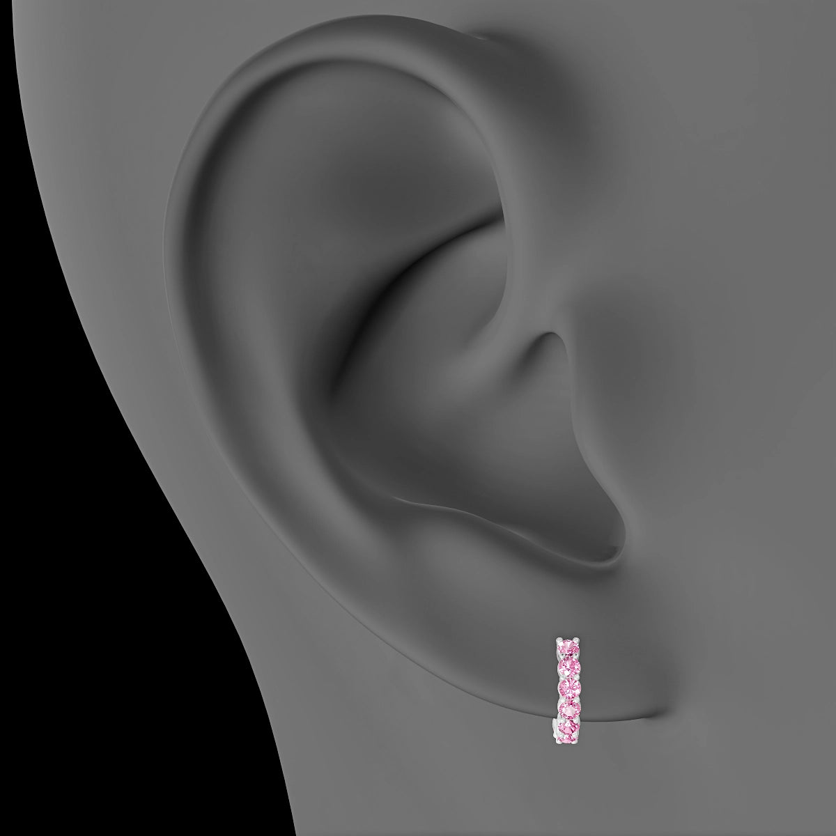 Vesta | 18k White Gold 6.5 mm Pink Sapphire Hoop Piercing