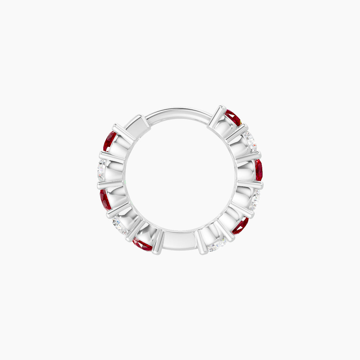 Vesta | 18k White Gold 6.5 mm Ruby & Diamond Hoop Piercing